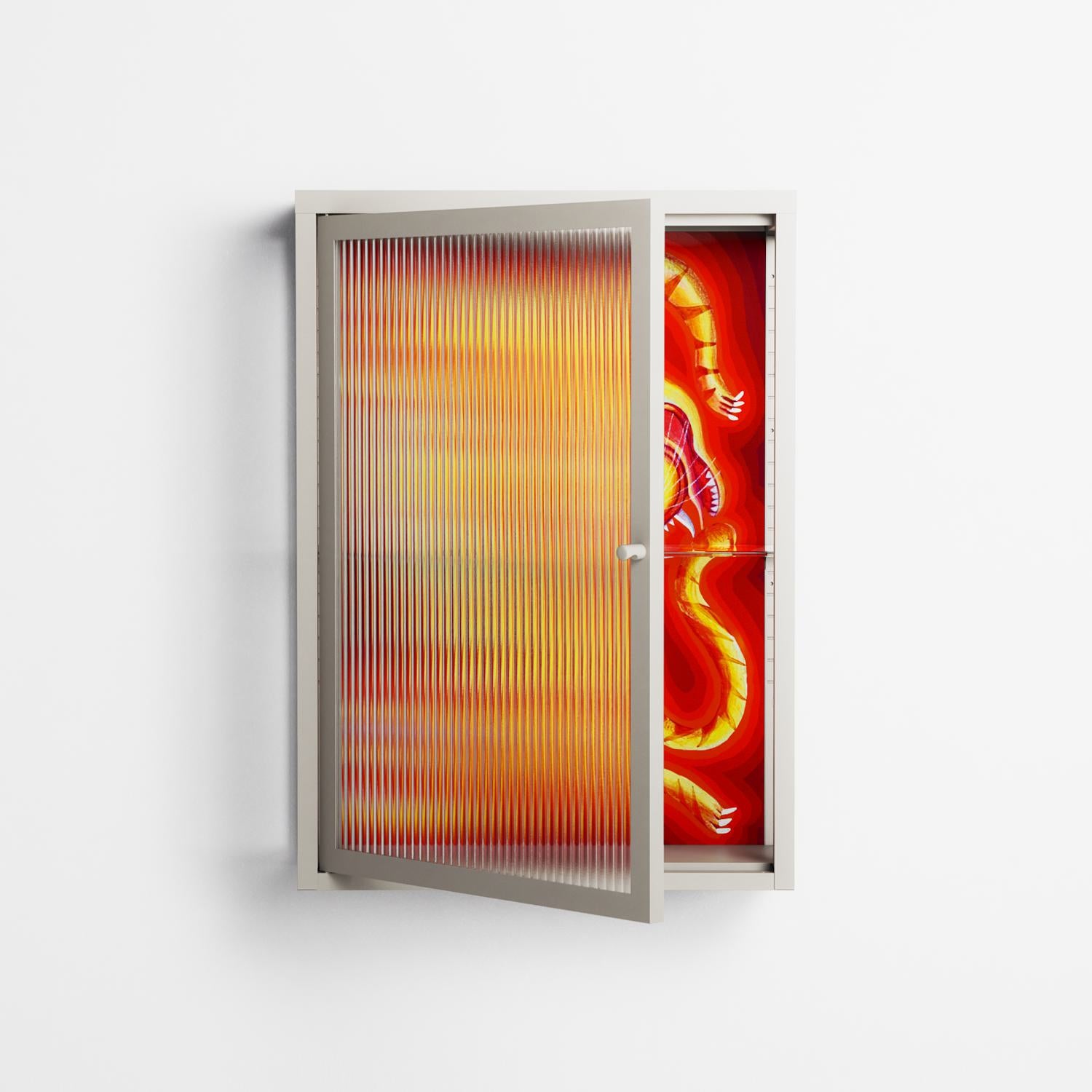 Burning Tiger - Wall Cabinet - Mo Kalache - Pebble - Reeded glass