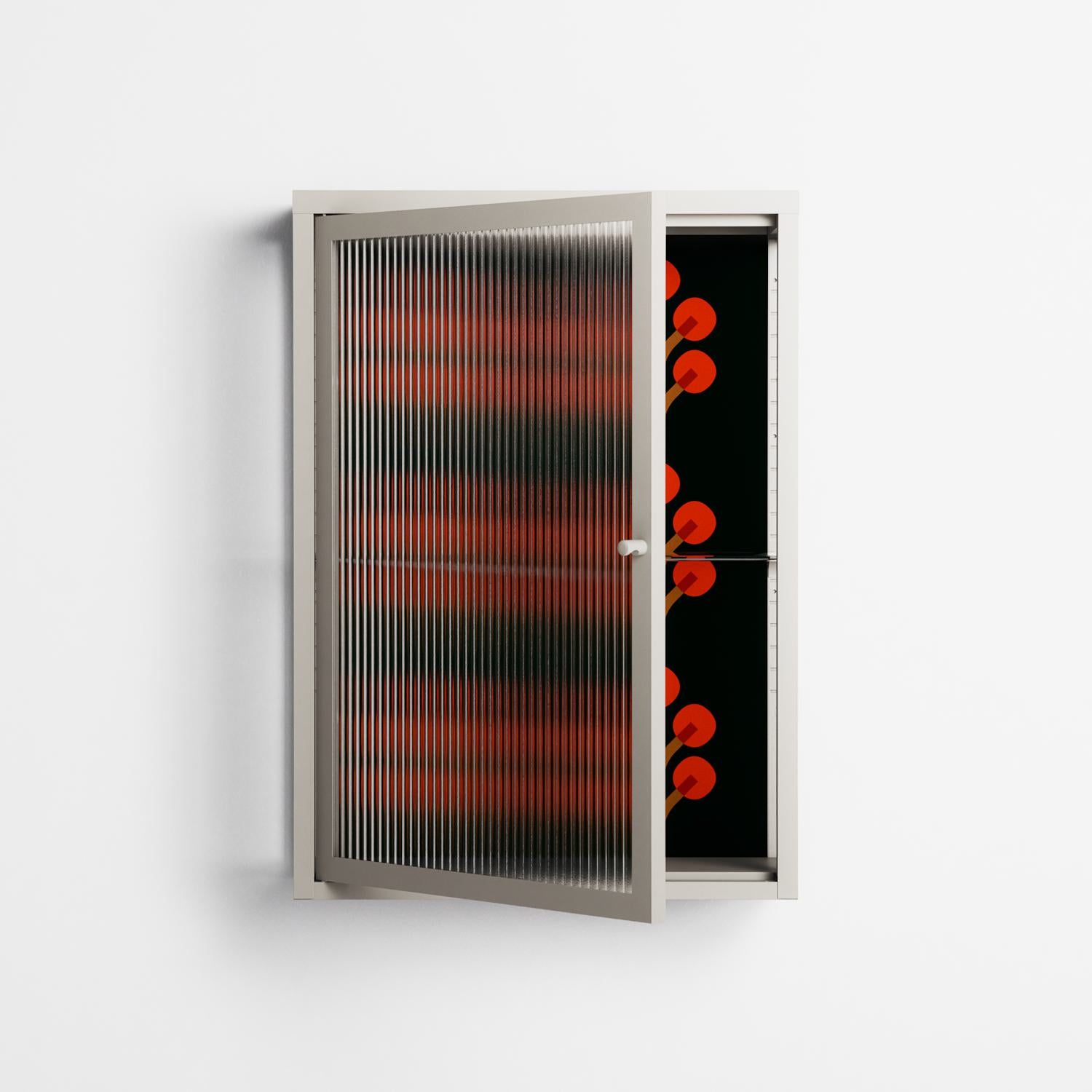 Berry Branch - Wall Cabinet - Ethan Fender - Pebble - Reeded glass