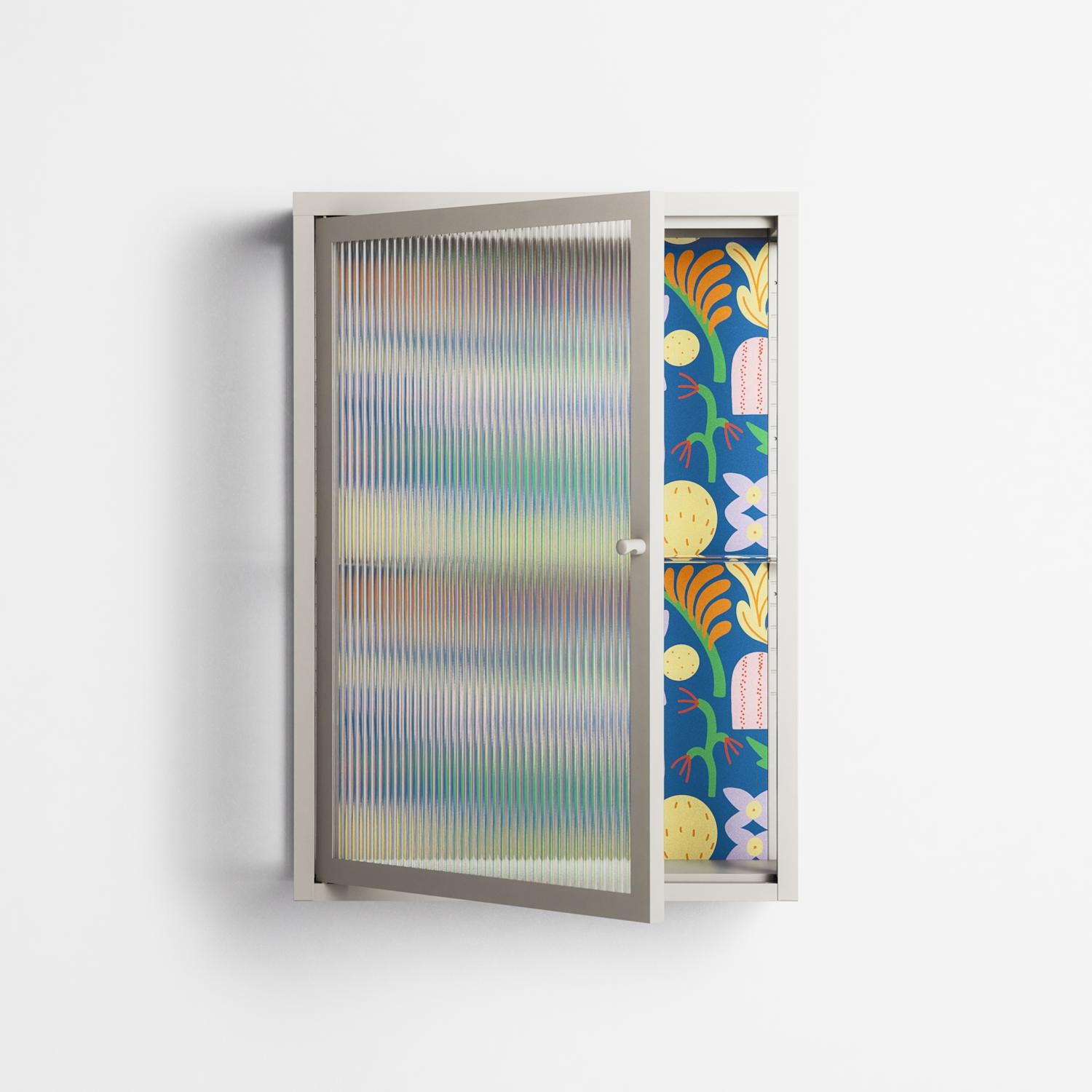 Shapes Blue - Wall Cabinet - Lydia Greaves - Pebble - Reeded glass