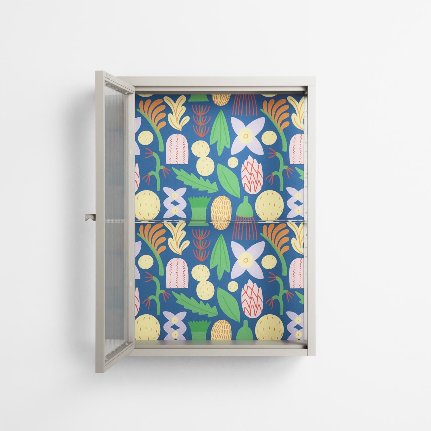 Shapes Blue - Wall Cabinet - Lydia Greaves - Pebble - Reeded glass