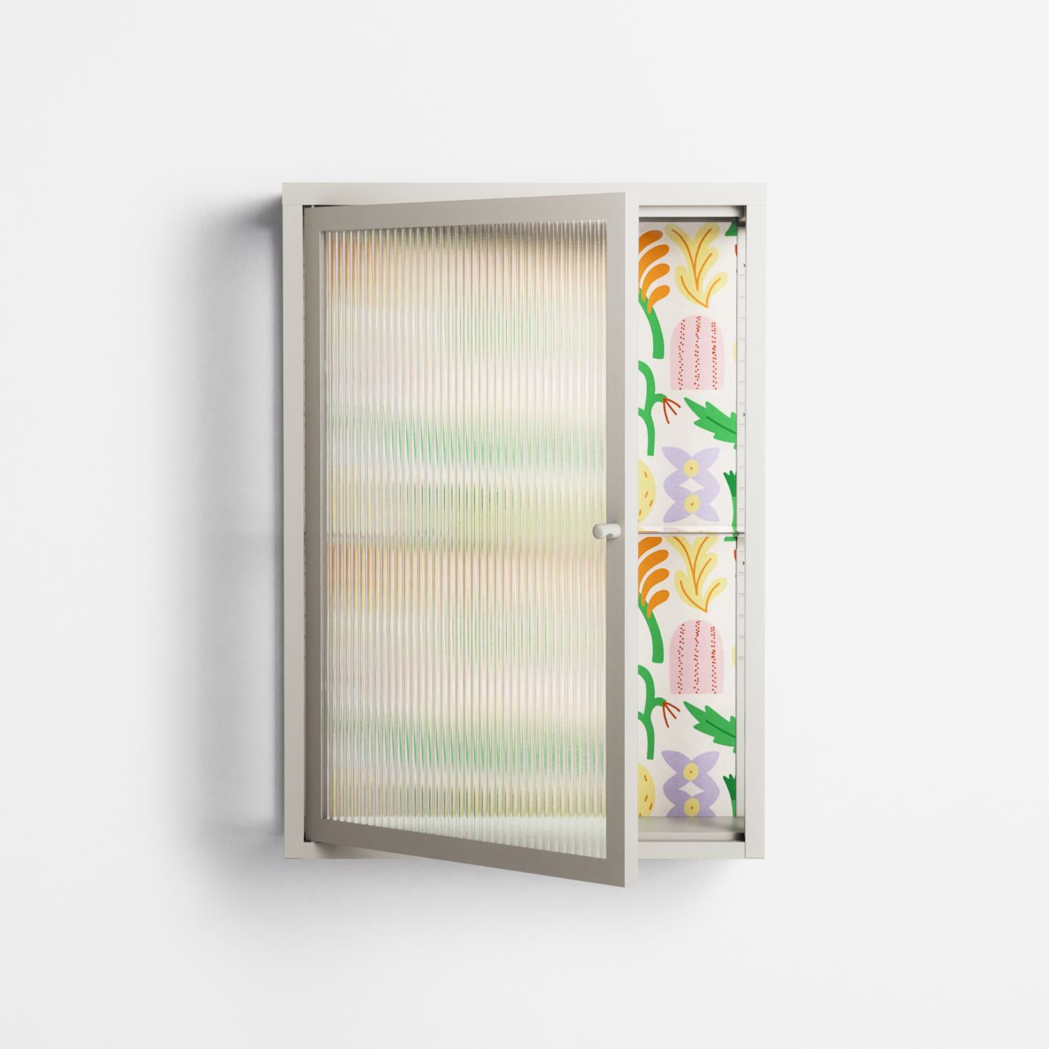 Shapes Cream - Wall Cabinet - Lydia Greaves - Pebble - Reeded glass