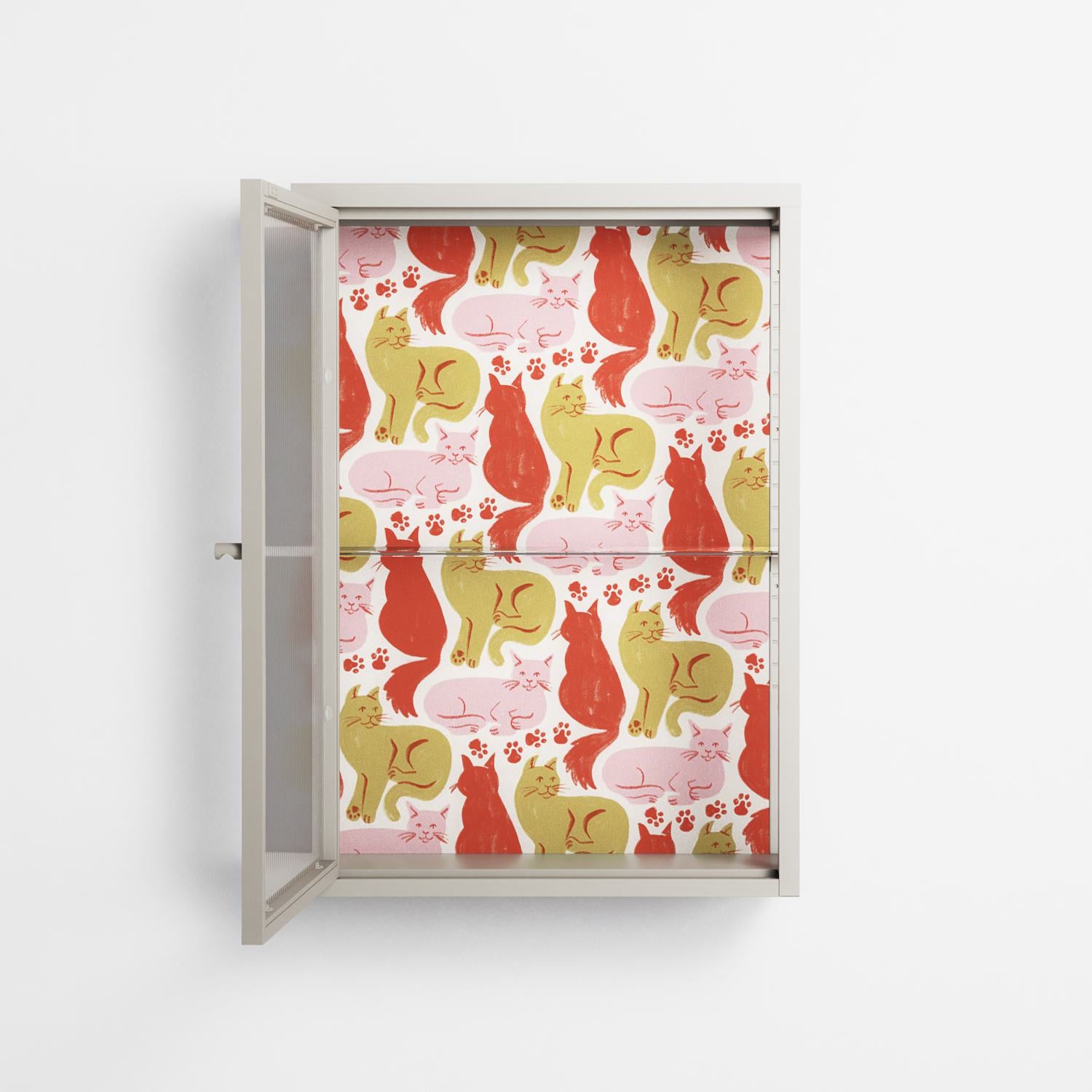 Cats - Wall Cabinet - Lydia Greaves - Pebble - Reeded glass