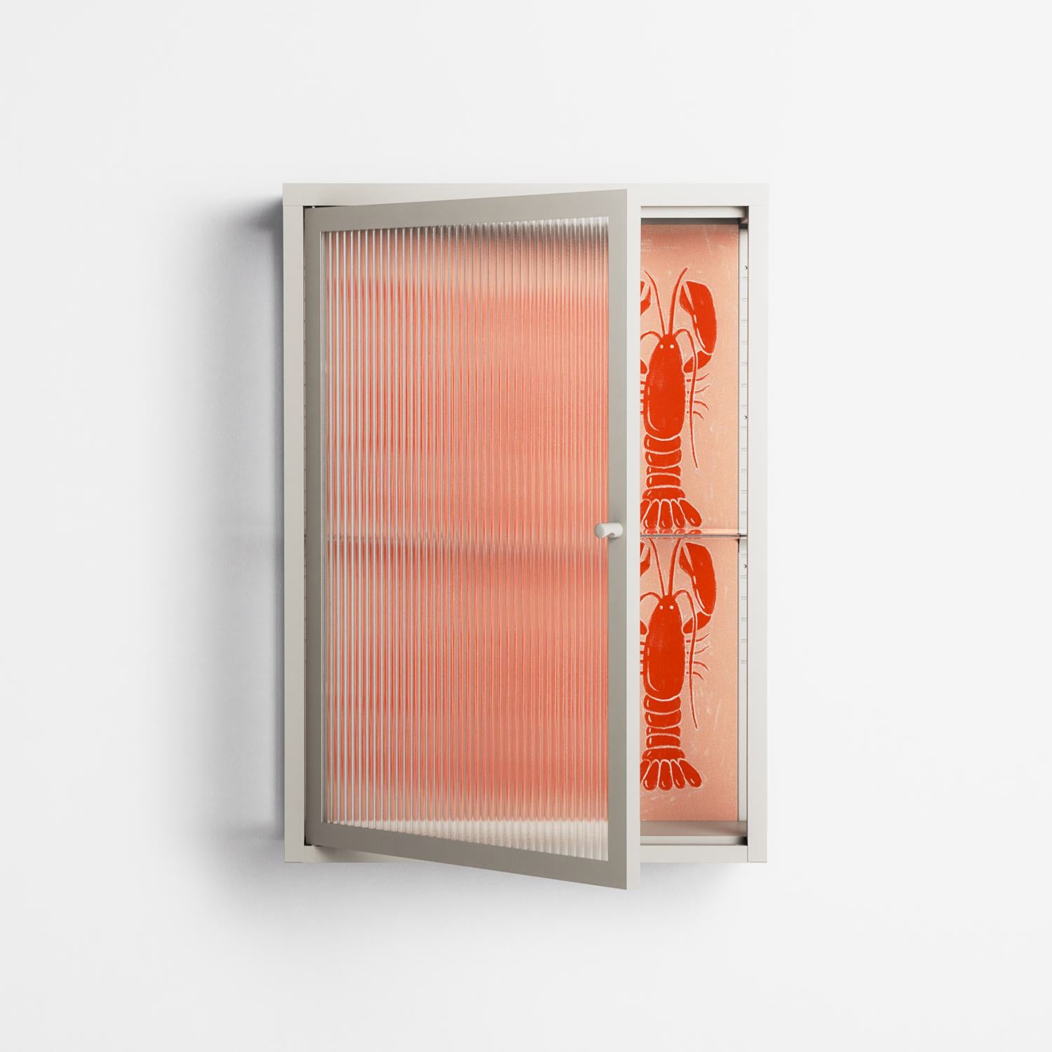 Lobsters - Wall Cabinet - Lydia Greaves - Pebble - Reeded glass