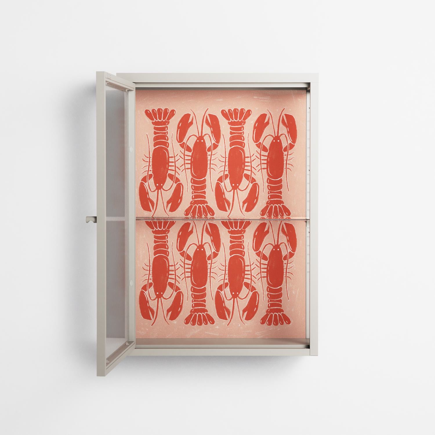 Lobsters - Wall Cabinet - Lydia Greaves - Pebble - Reeded glass