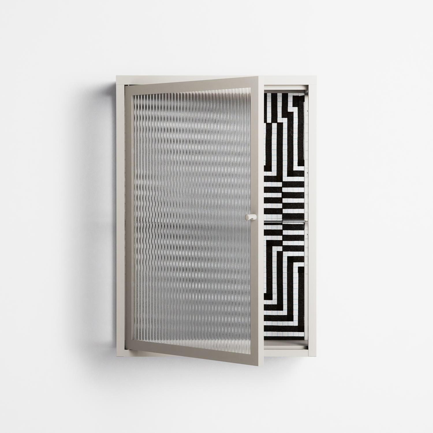 Rectangle In Rectangle - Wall Cabinet - Guido De Boer - Pebble - Reeded glass
