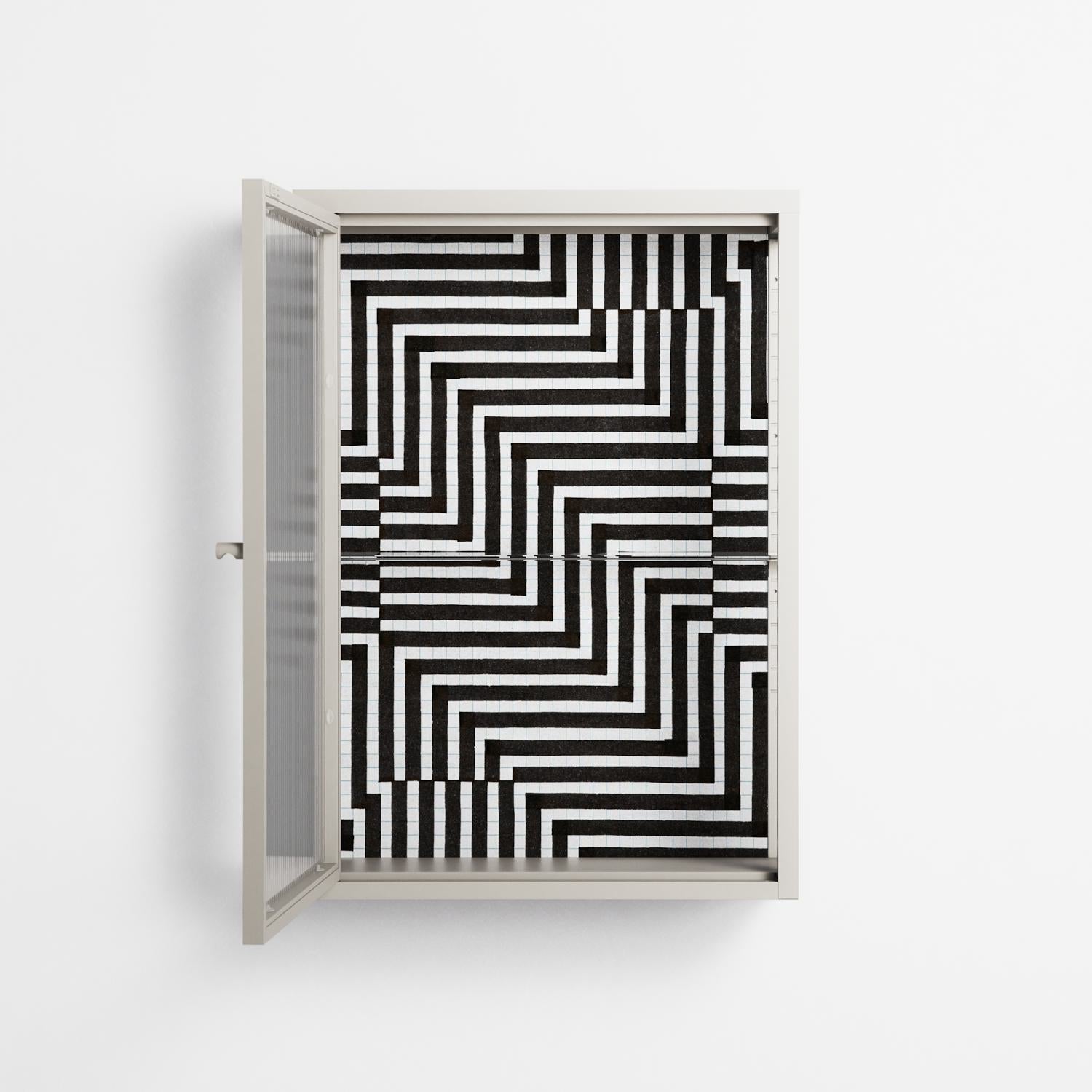 Rectangle In Rectangle - Wall Cabinet - Guido De Boer - Pebble - Reeded glass