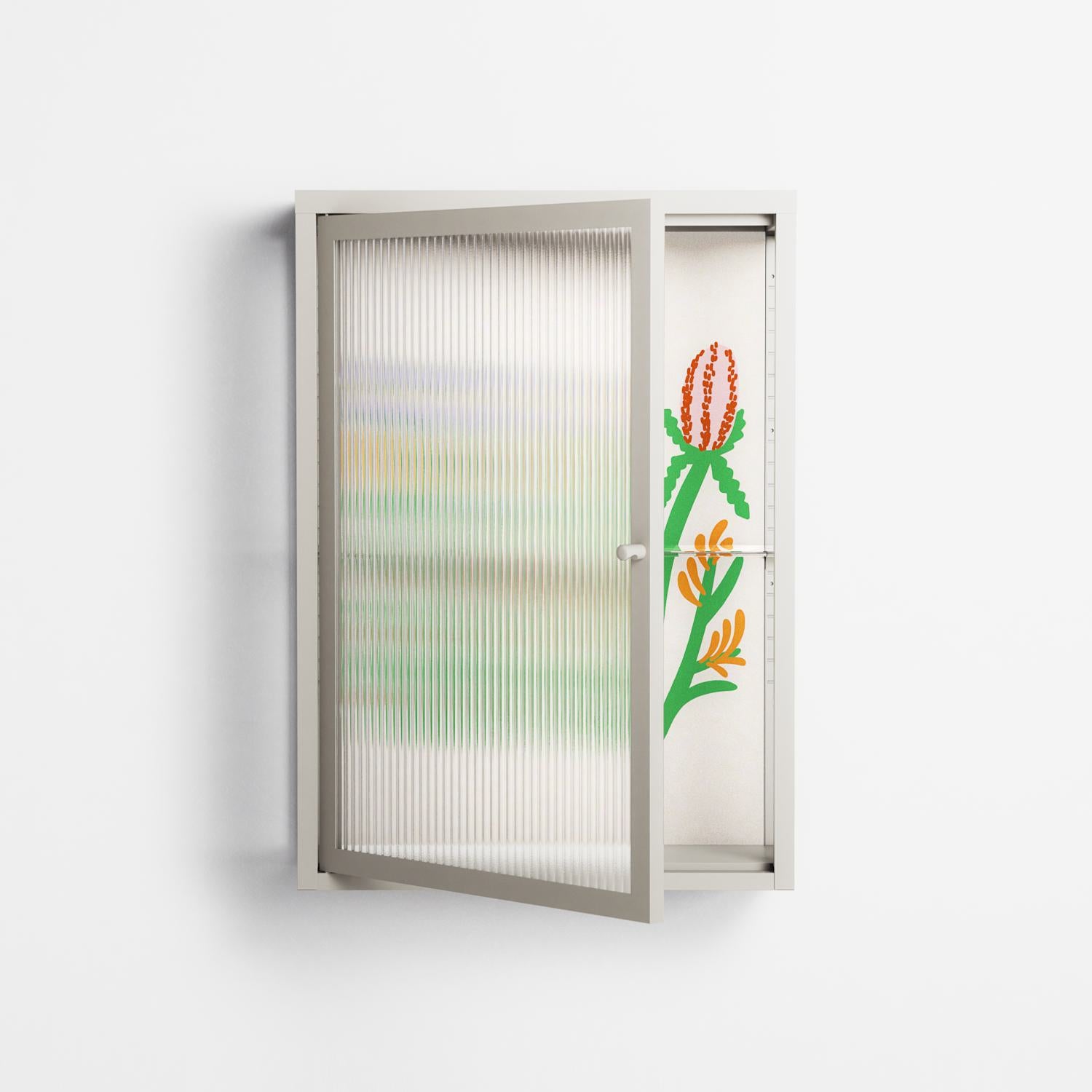 Bouquets Cream - Wall Cabinet - Lydia Greaves - Pebble - Reeded glass