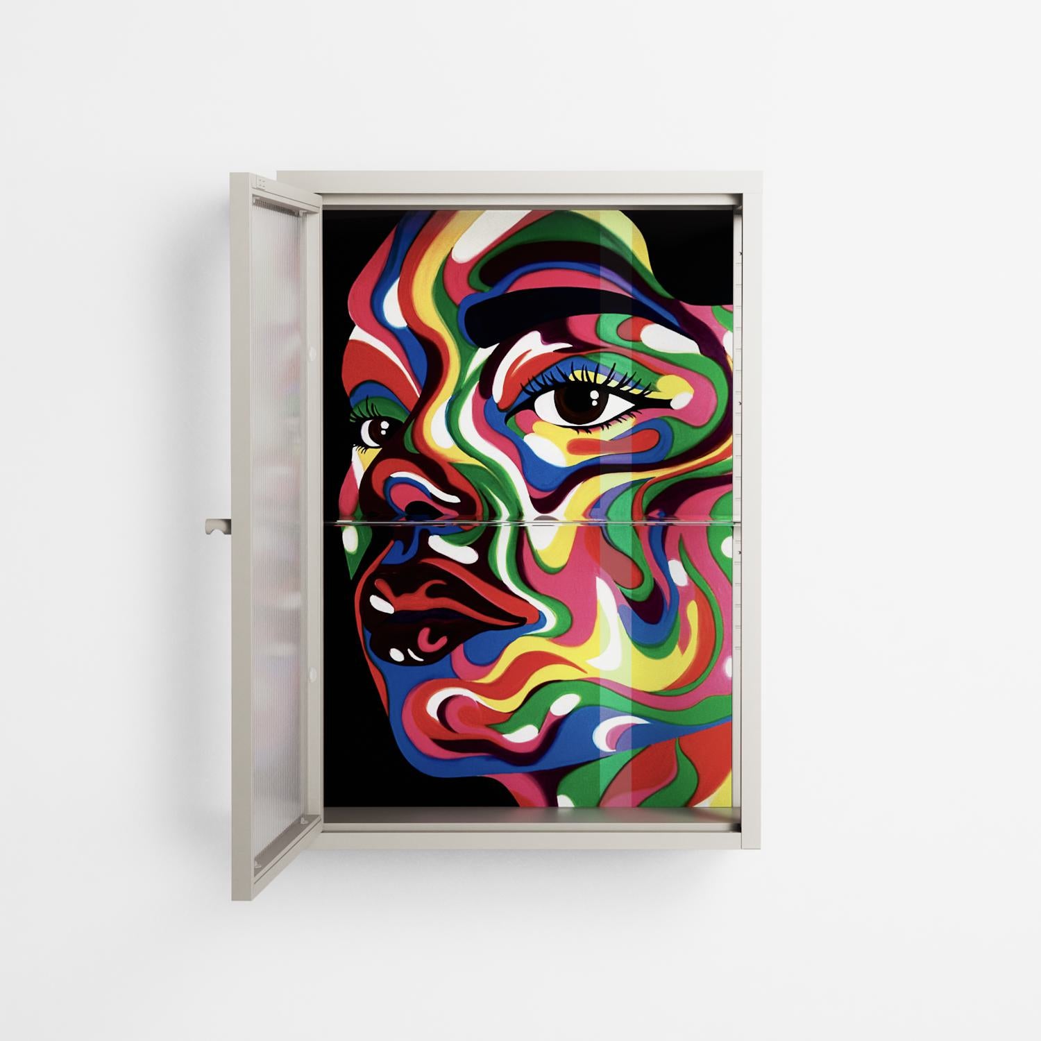 Orbiting Around Herself - Wall Cabinet - Mathilda Kienast - Pebble - Reeded glass