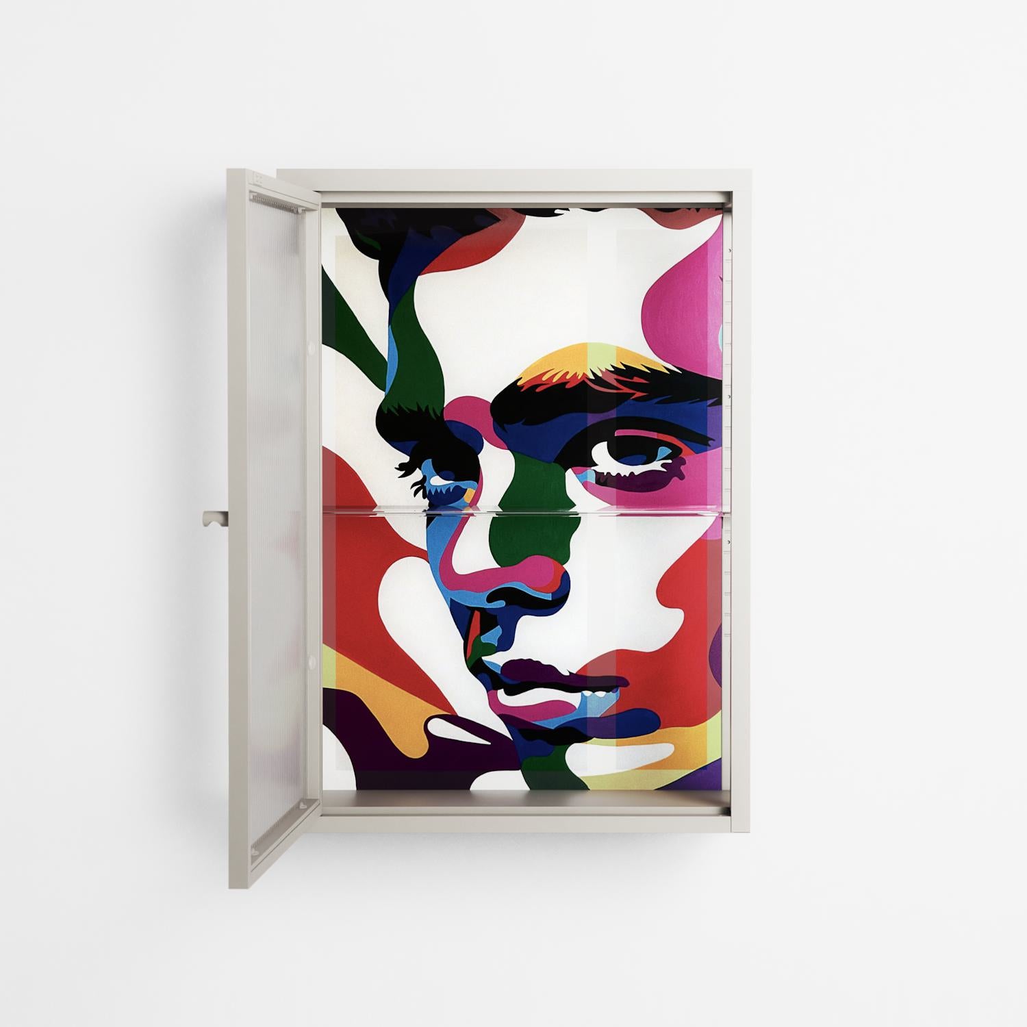 Fragments Of A Painted Souls - Wall Cabinet - Mathilda Kienast - Pebble - Reeded glass