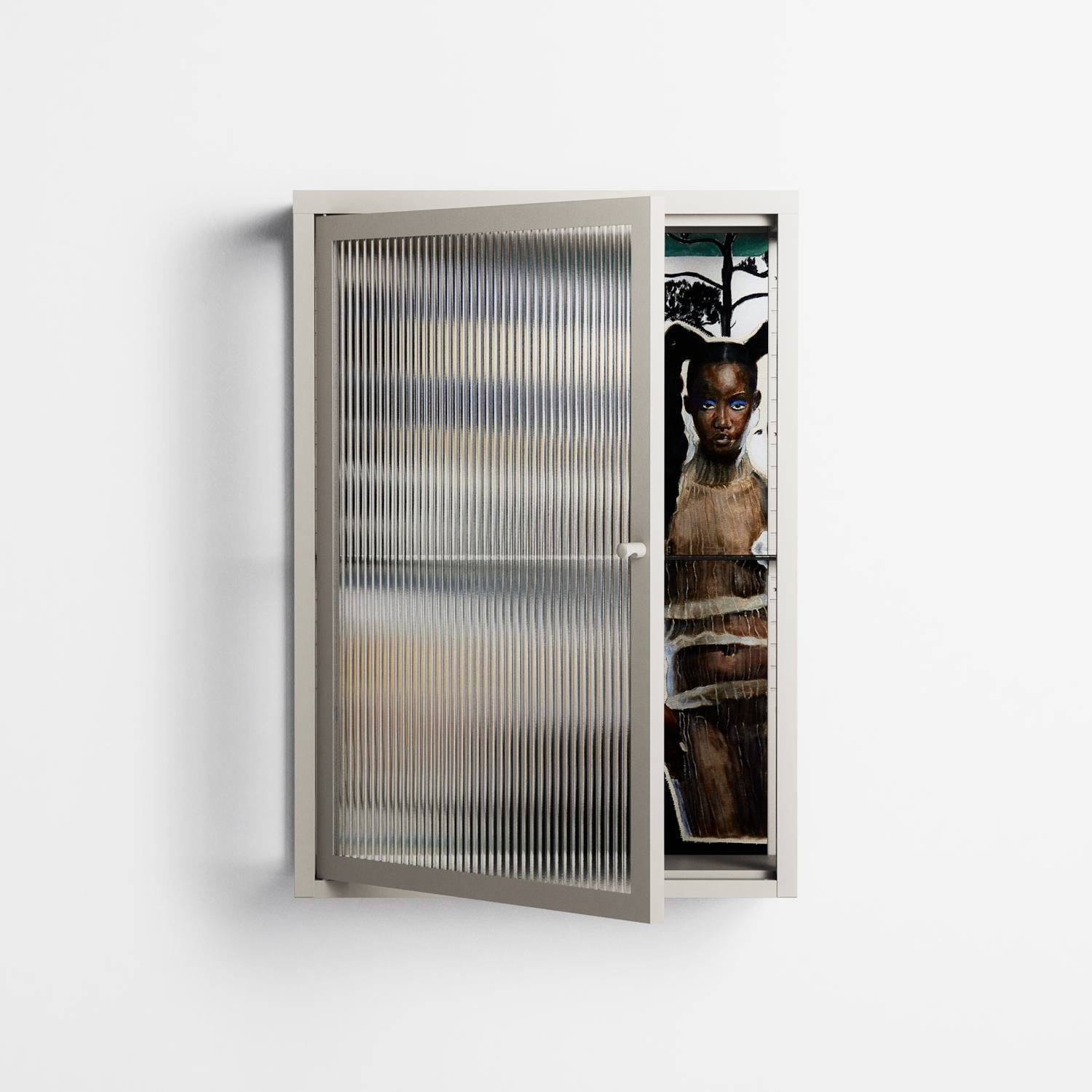 Dreaming With Open Eyes - Wall Cabinet - Sophie Goudman-Peachey - Pebble - Reeded glass
