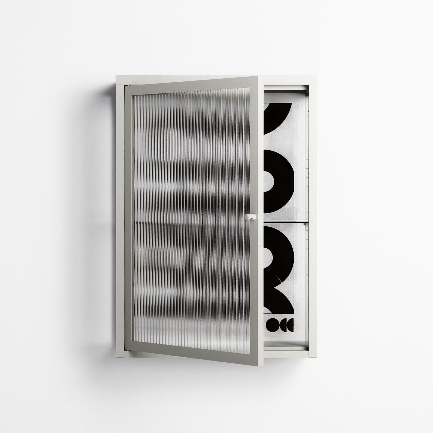 Black Waves - Wall Cabinet - Alexander Khabbazi - Chalk - Reeded glass