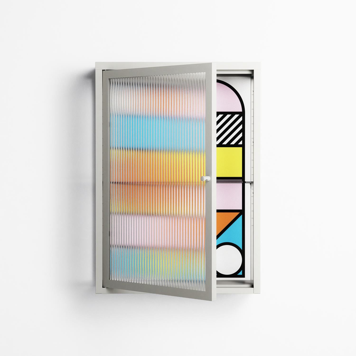 Palette - Wall Cabinet - Vratislav Pecka - Chalk - Reeded glass