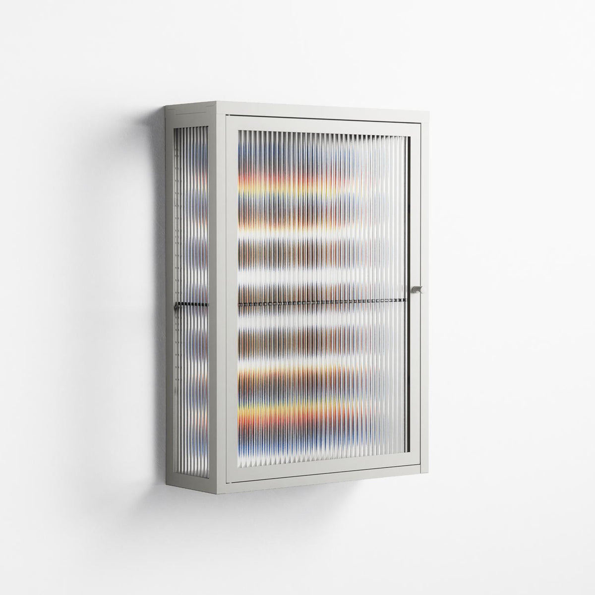 Perspektiva - Wall Cabinet - Vratislav Pecka - Chalk - Reeded glass