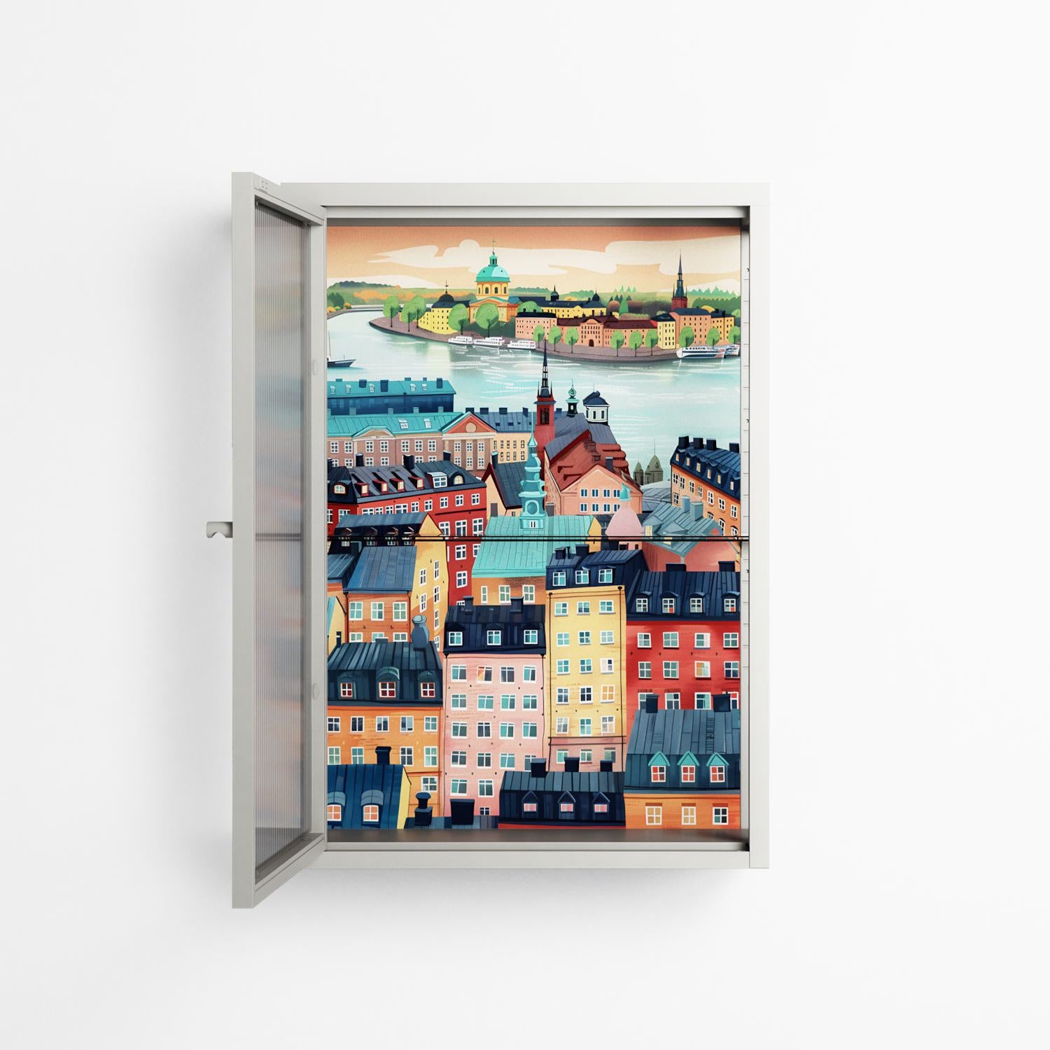 Gamla Stan - Wall Cabinet - Nur Rydberg - Chalk - Reeded glass