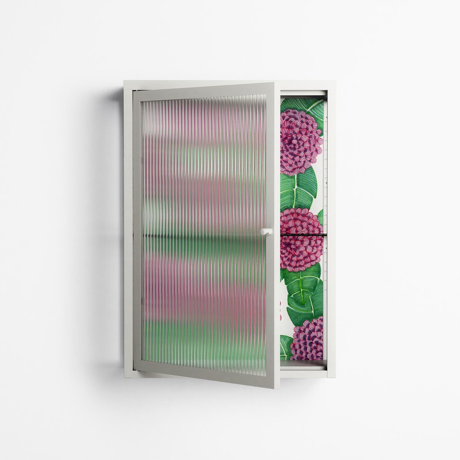 Pink Floras - Wall Cabinet - Katie O’Shea - Chalk - Reeded glass