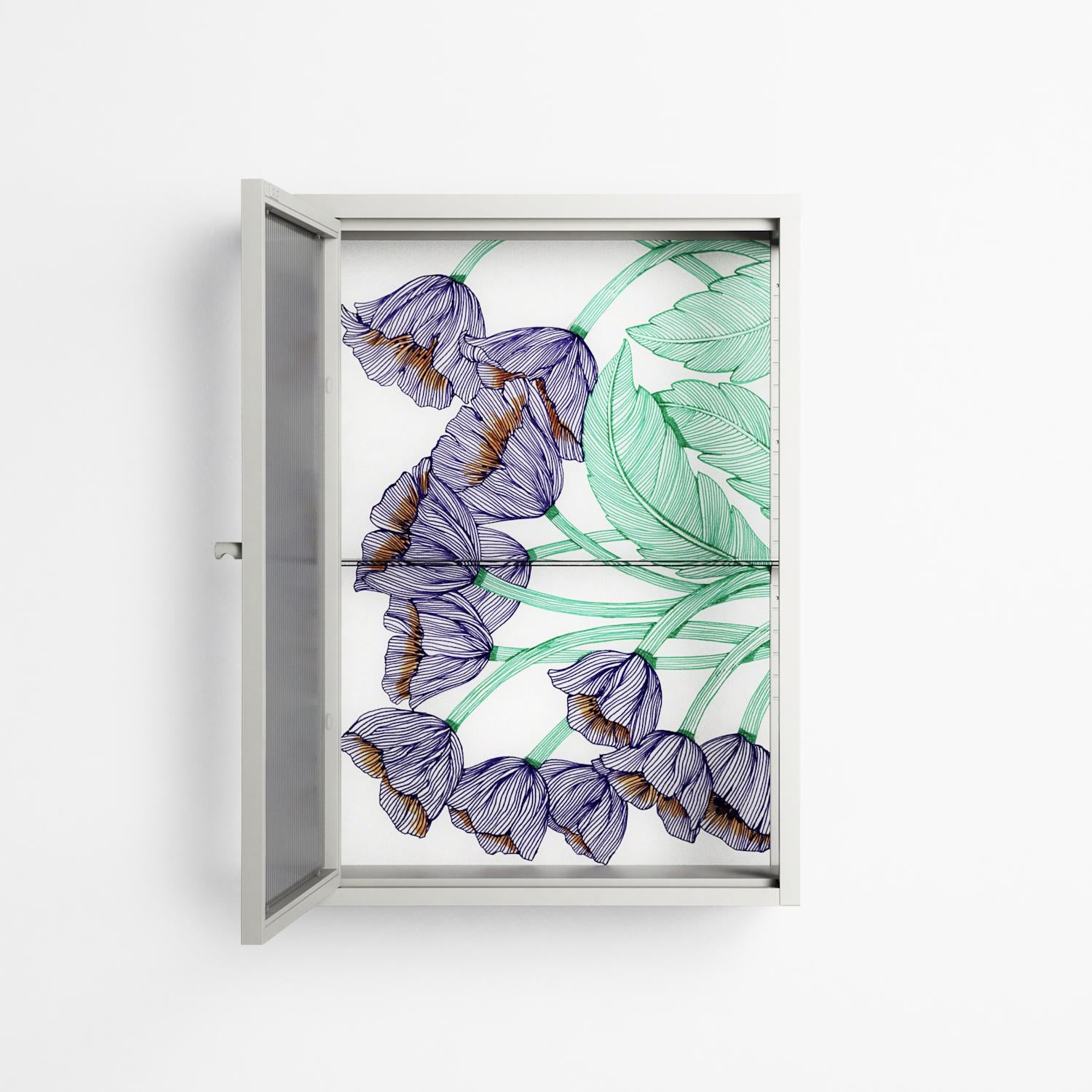 Tulips Purple - Wall Cabinet - Katie O’Shea - Chalk - Reeded glass