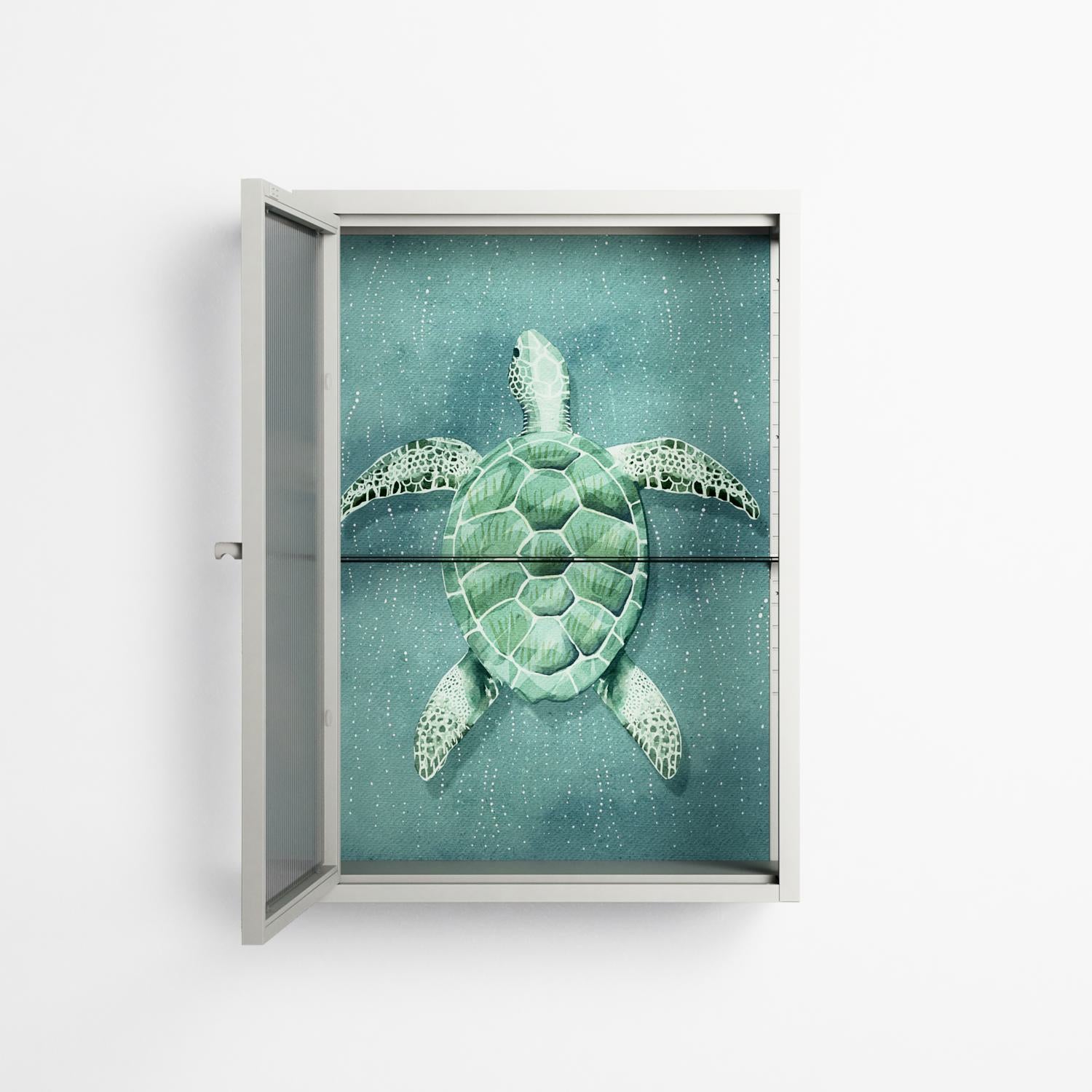 Turtle Without Kelp - Wall Cabinet - Katie O’Shea - Chalk - Reeded glass