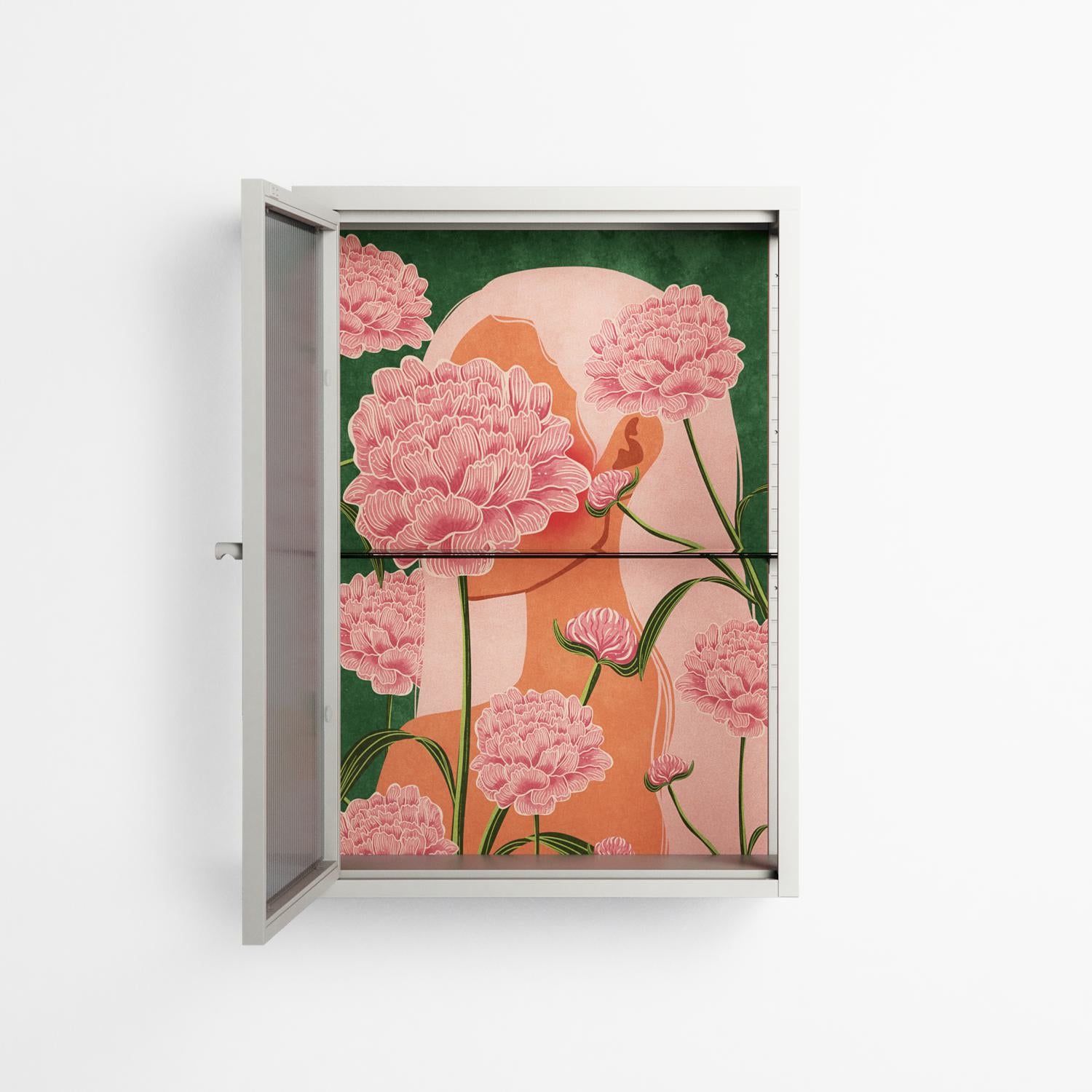 Inside Flowers - Wall Cabinet - Raissa Oltmanns - Chalk - Reeded glass