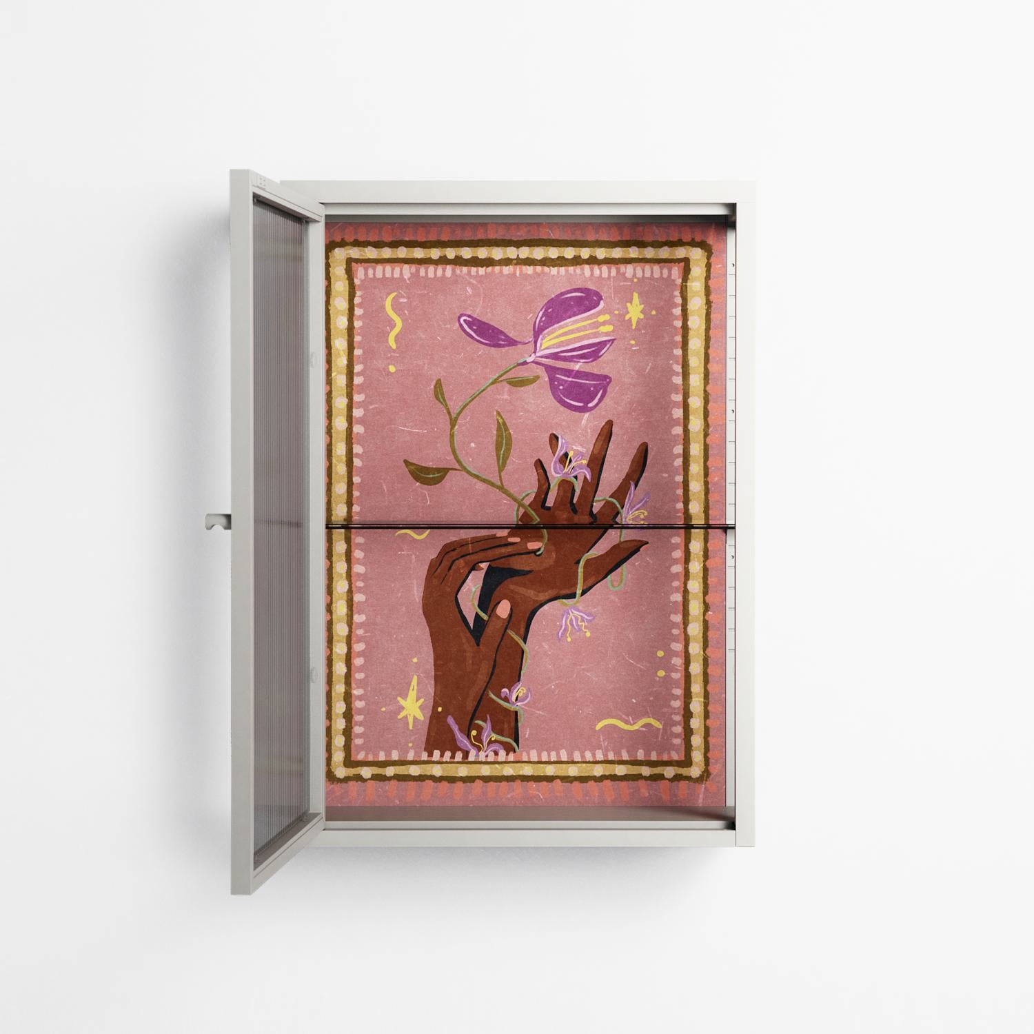 Connect With Nature - Wall Cabinet - Raissa Oltmanns - Chalk - Reeded glass