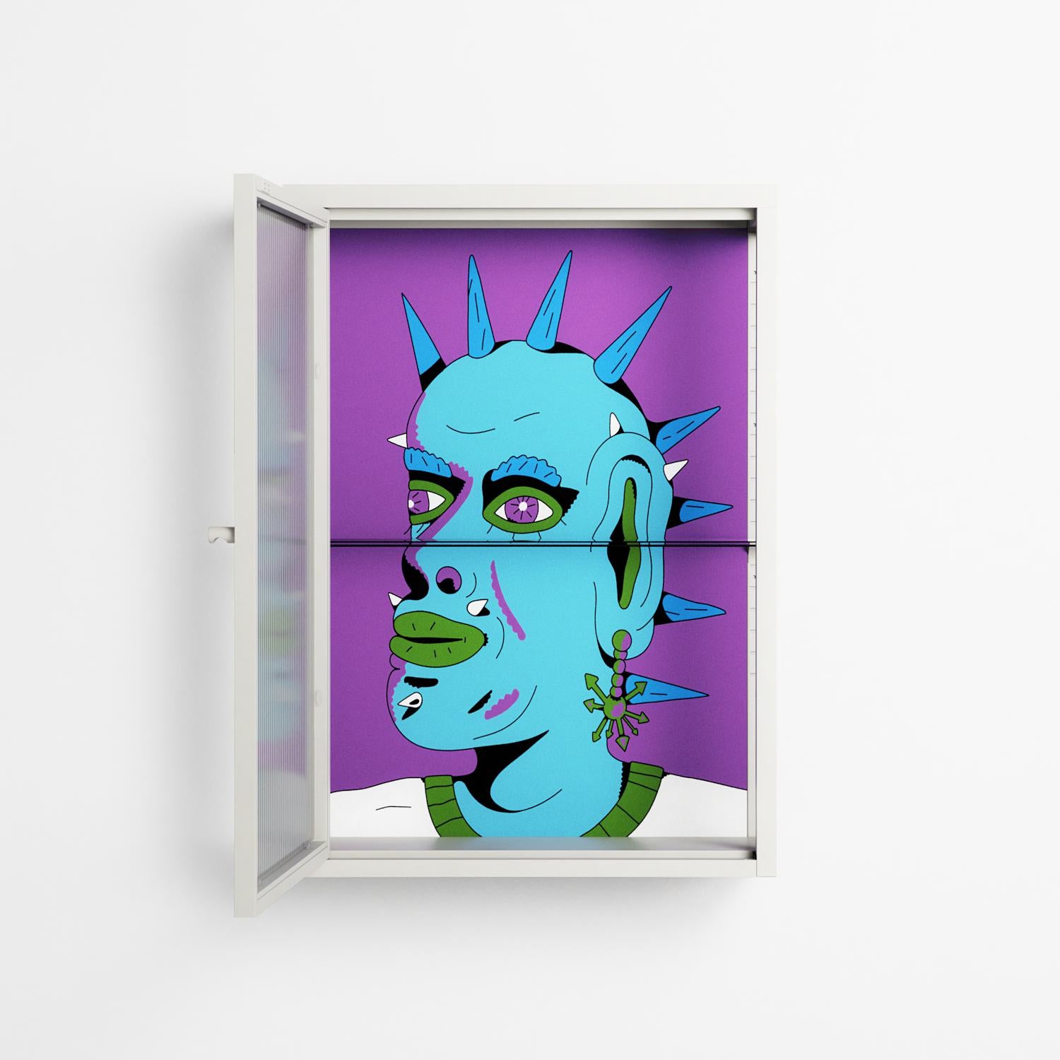Punkrocker - Wall Cabinet - Cezar Berje - Chalk - Reeded glass