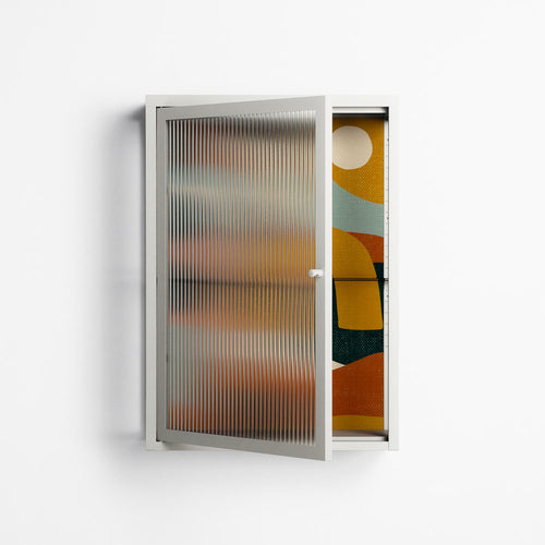 Abstract Sunrise - Wall Cabinet - Amy Suther - Chalk - Reeded glass