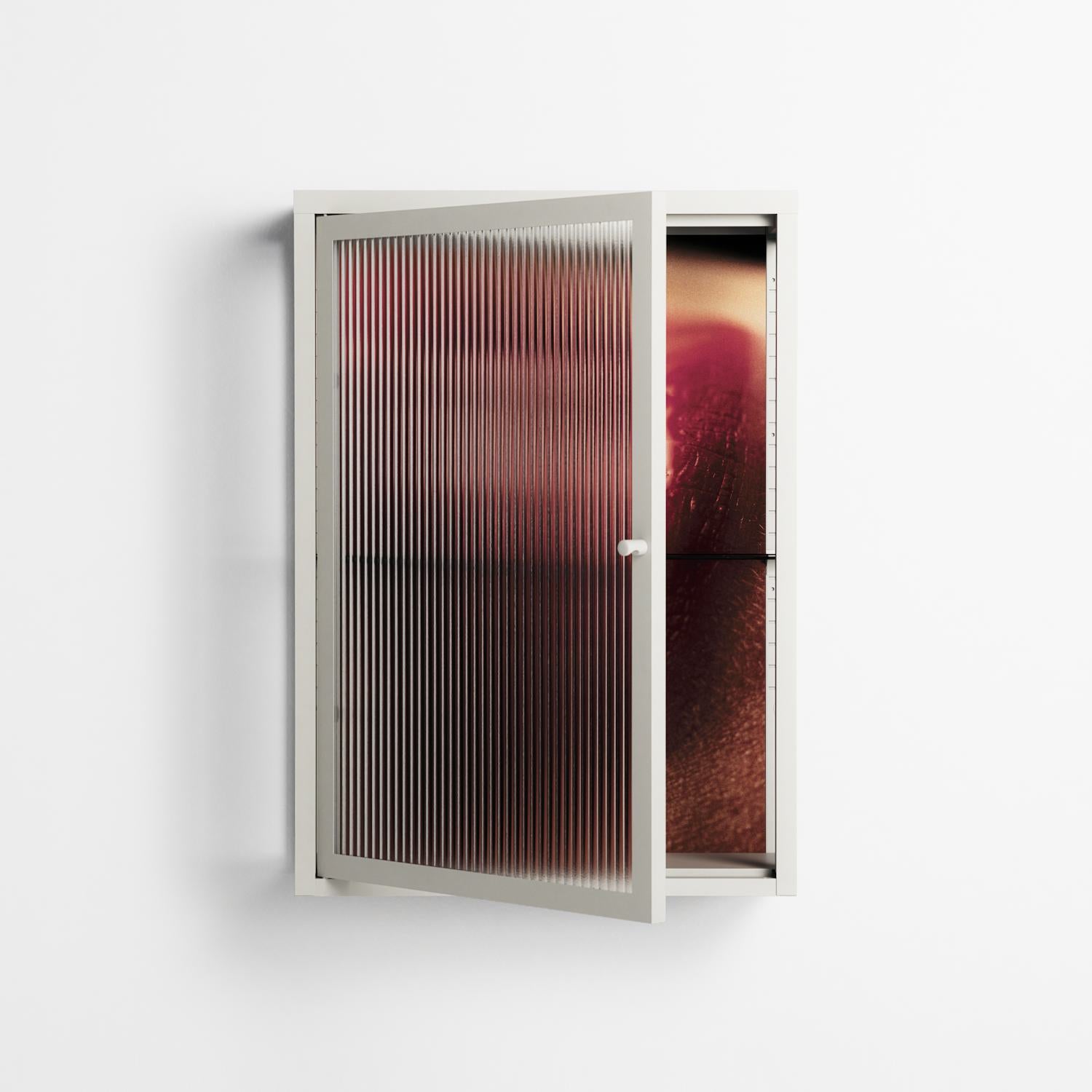 Red 2 - Wall Cabinet - Nadia Ryder - Chalk - Reeded glass