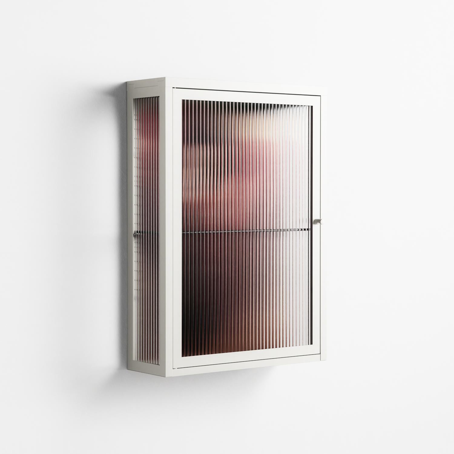 Red 2 - Wall Cabinet - Nadia Ryder - Chalk - Reeded glass