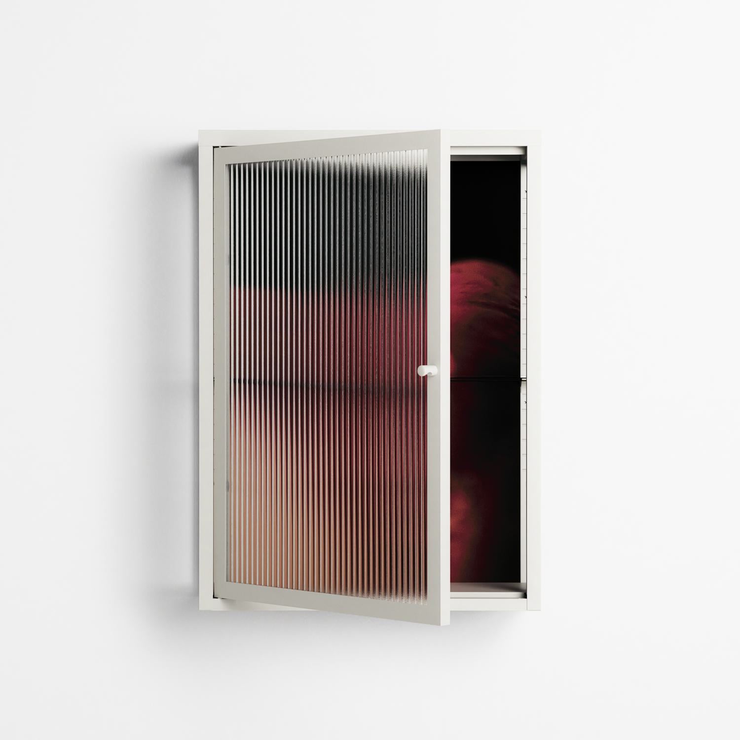Red 3 - Wall Cabinet - Nadia Ryder - Chalk - Reeded glass