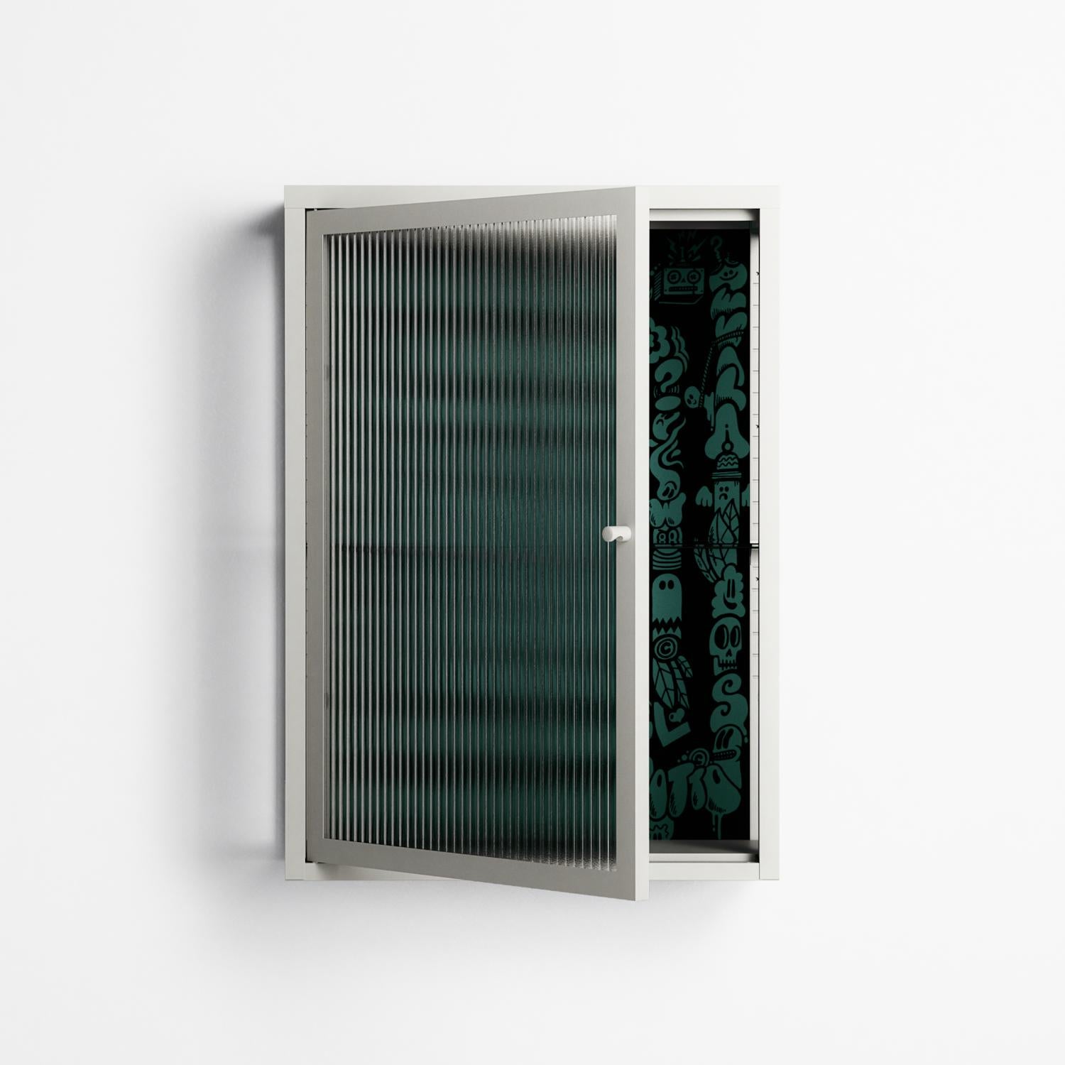 Optical Delusion - Wall Cabinet - Craig Watkins - Chalk - Reeded glass