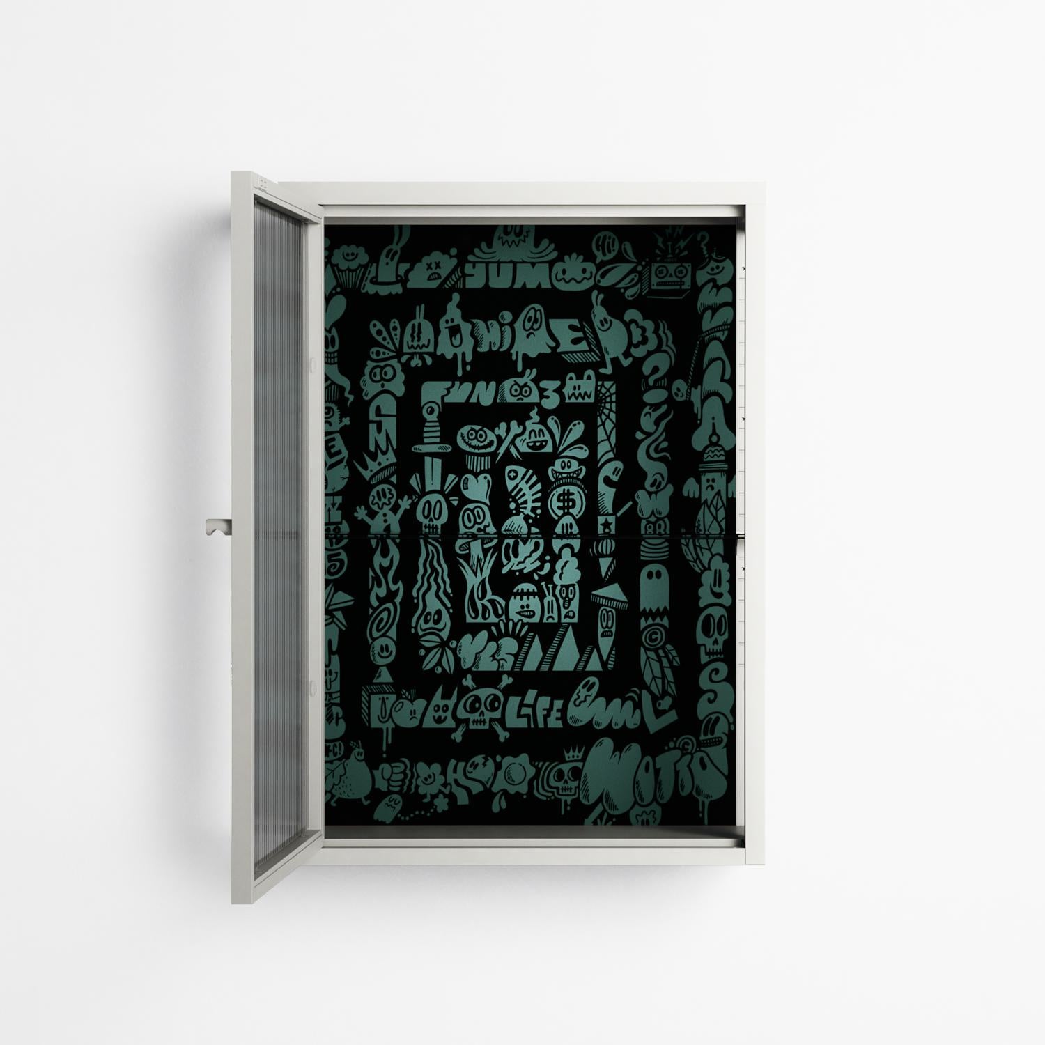 Optical Delusion - Wall Cabinet - Craig Watkins - Chalk - Reeded glass