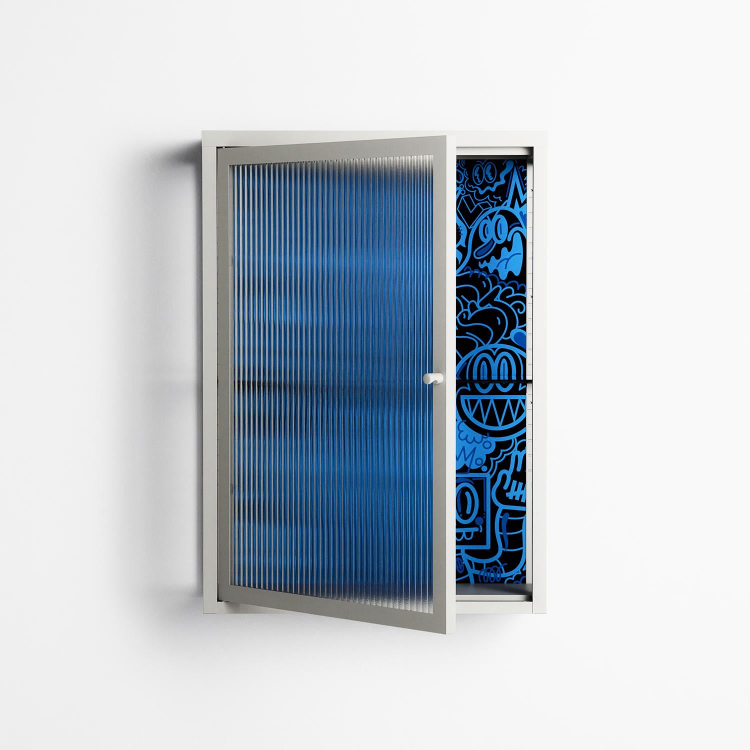 The Blue Line - Wall Cabinet - Craig Watkins - Chalk - Reeded glass