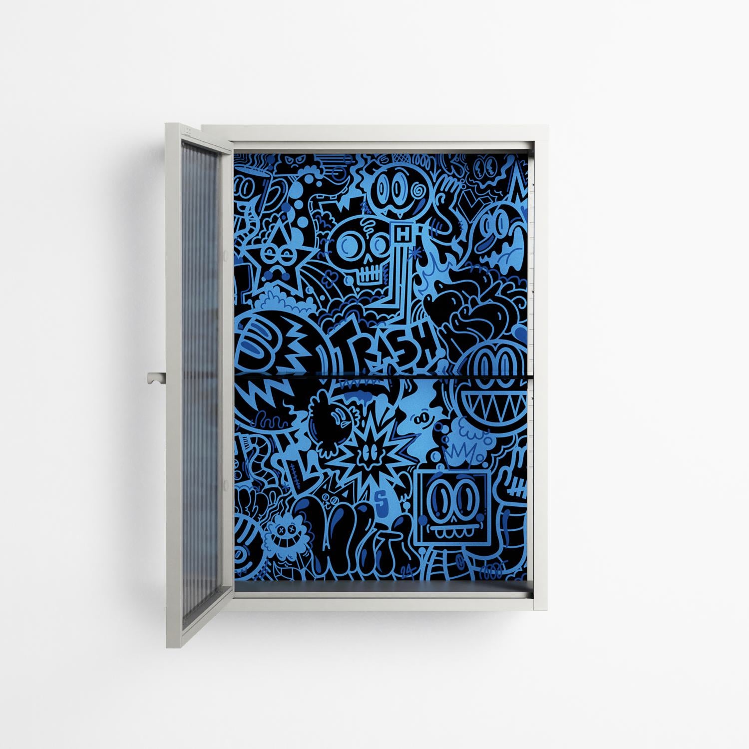 The Blue Line - Wall Cabinet - Craig Watkins - Chalk - Reeded glass