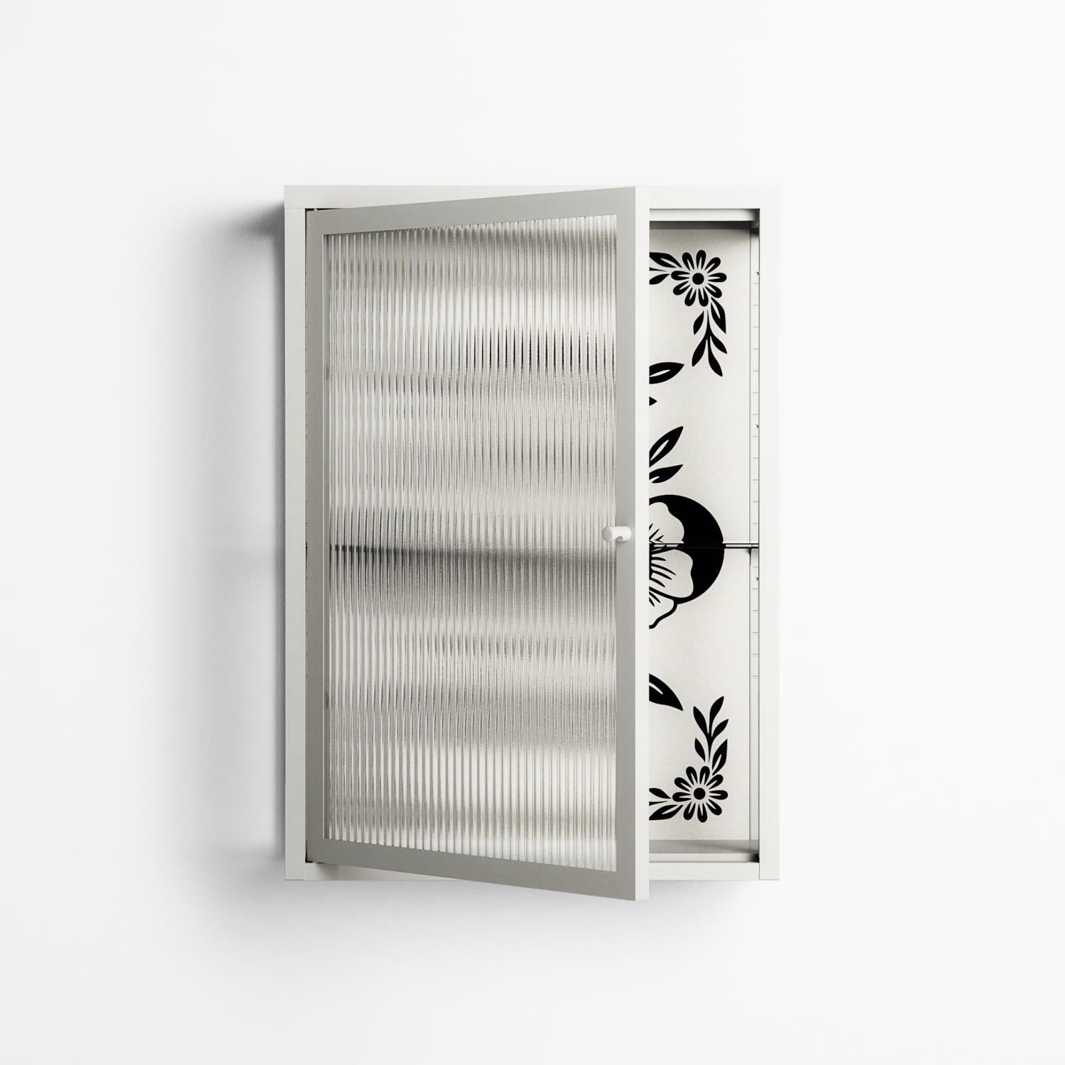 Barbed Bloom - Wall Cabinet - Daphna Sebbane - Chalk - Reeded glass