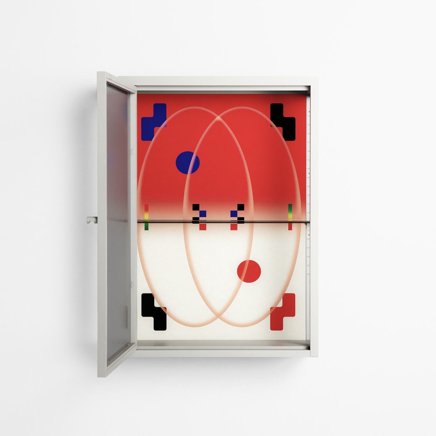 Parallel Mirage - Wall Cabinet - Oluwasheyi Adebayo - Chalk - Reeded glass