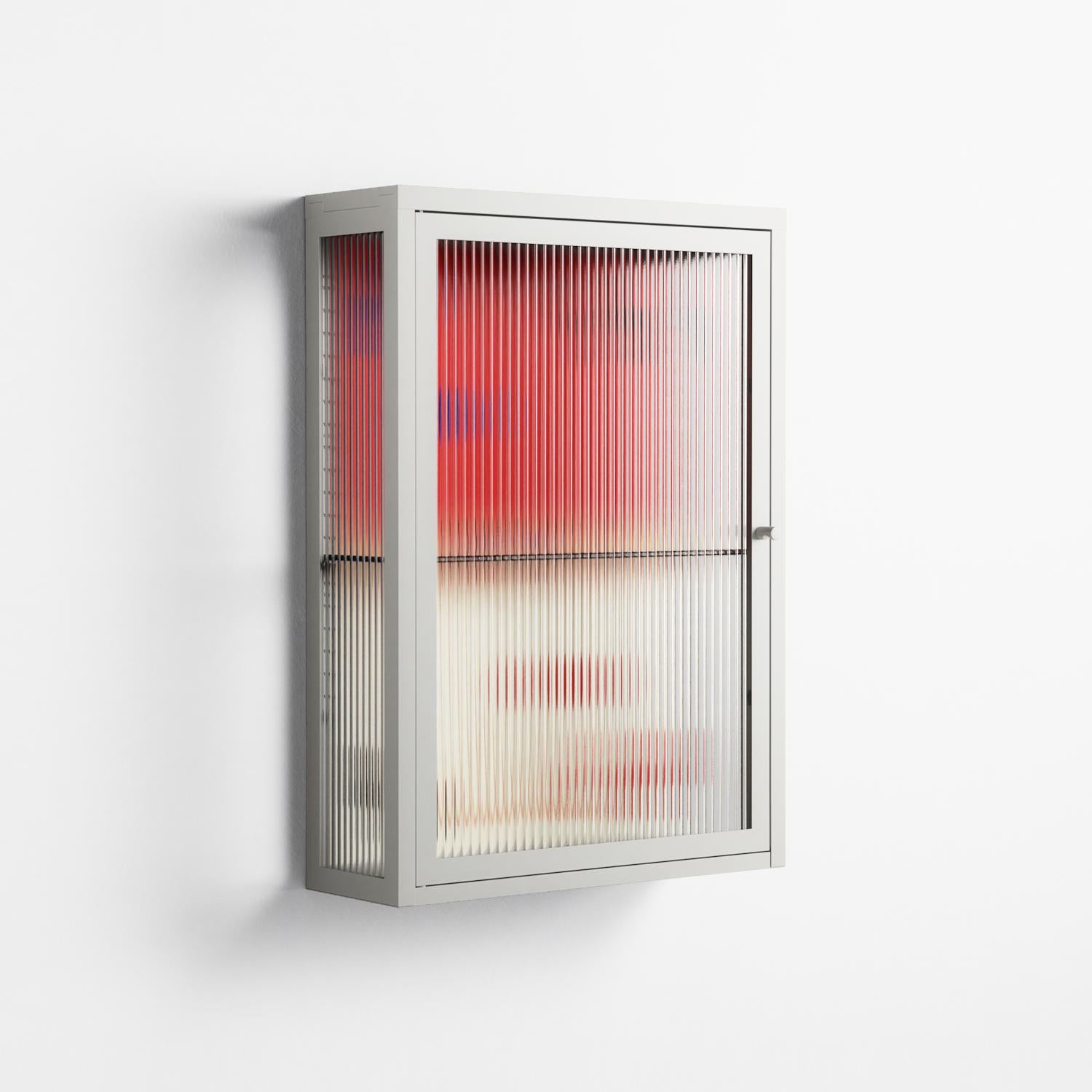Parallel Mirage - Wall Cabinet - Oluwasheyi Adebayo - Chalk - Reeded glass