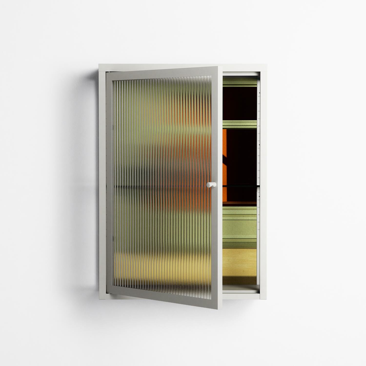 Anonymous Reader - Wall Cabinet - Kristin Eriksson - Chalk - Reeded glass