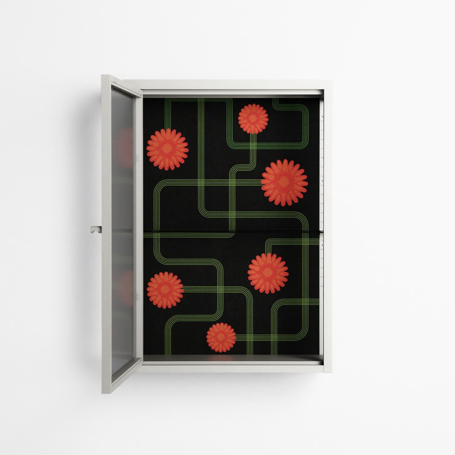 Floral Pipes - Wall Cabinet - Kristin Eriksson - Chalk - Reeded glass
