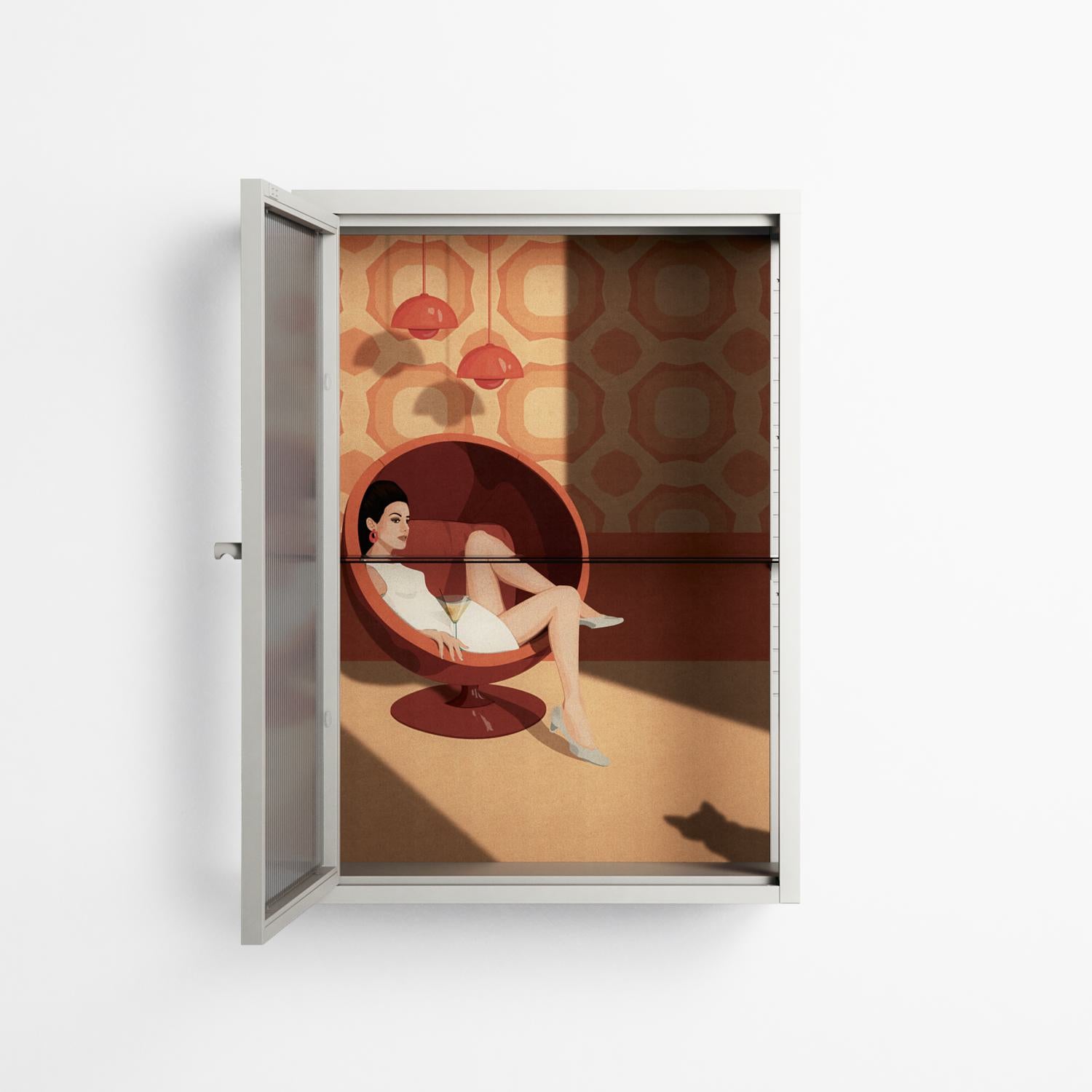 Women In Ballchair - Wall Cabinet - Kristin Eriksson - Chalk - Reeded glass