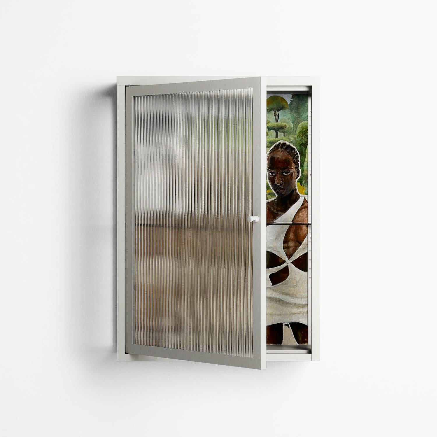 As The Rain Falls - Wall Cabinet - Sophie Goudman-Peachey - Chalk - Reeded glass