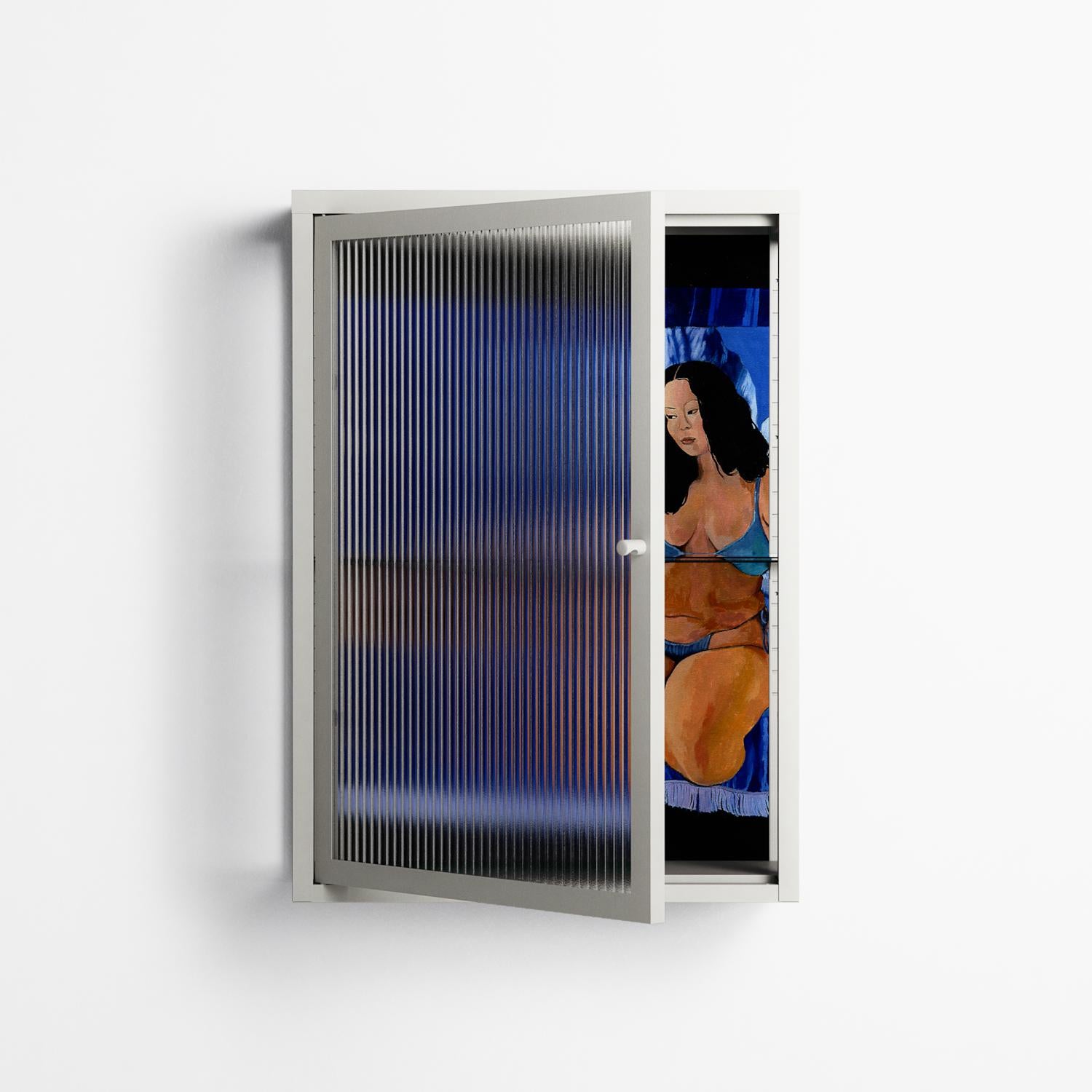 Blue Velvet - Wall Cabinet - Sophie Goudman-Peachey - Chalk - Reeded glass