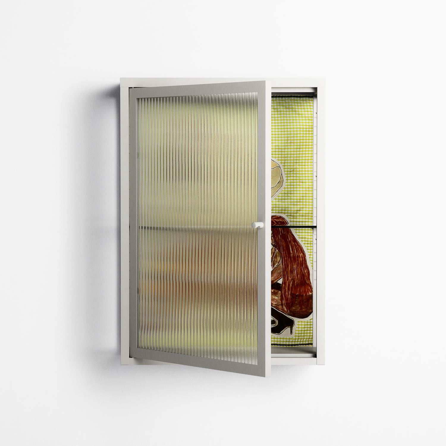 Can You Face It - Wall Cabinet - Sophie Goudman-Peachey - Chalk - Reeded glass
