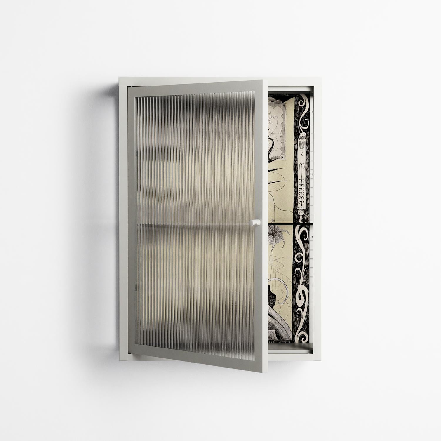 Oberon and Elgar - Wall Cabinet - Naia Escribano - Chalk - Reeded glass