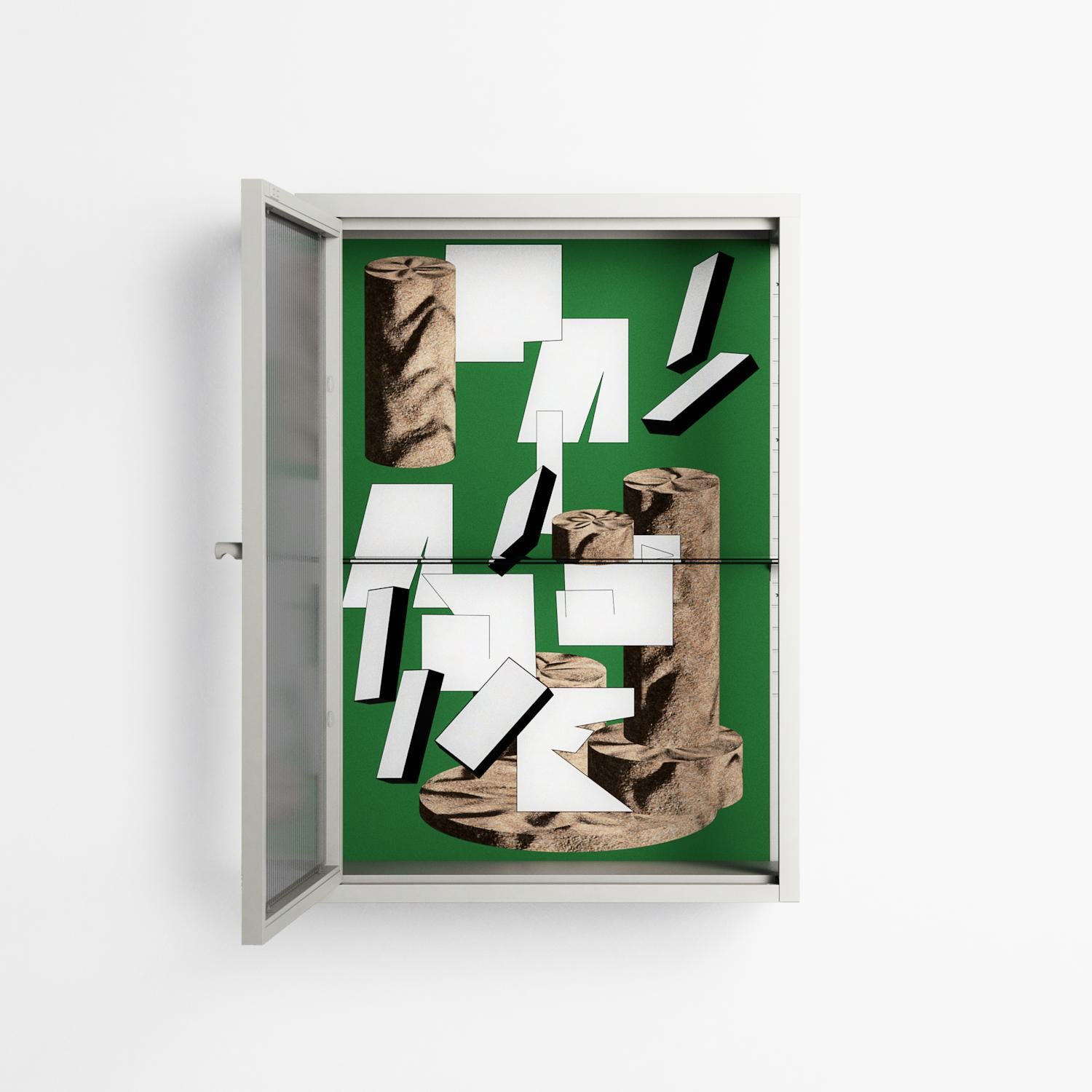 Paisaje - Wall Cabinet - Naia Escribano - Chalk - Reeded glass