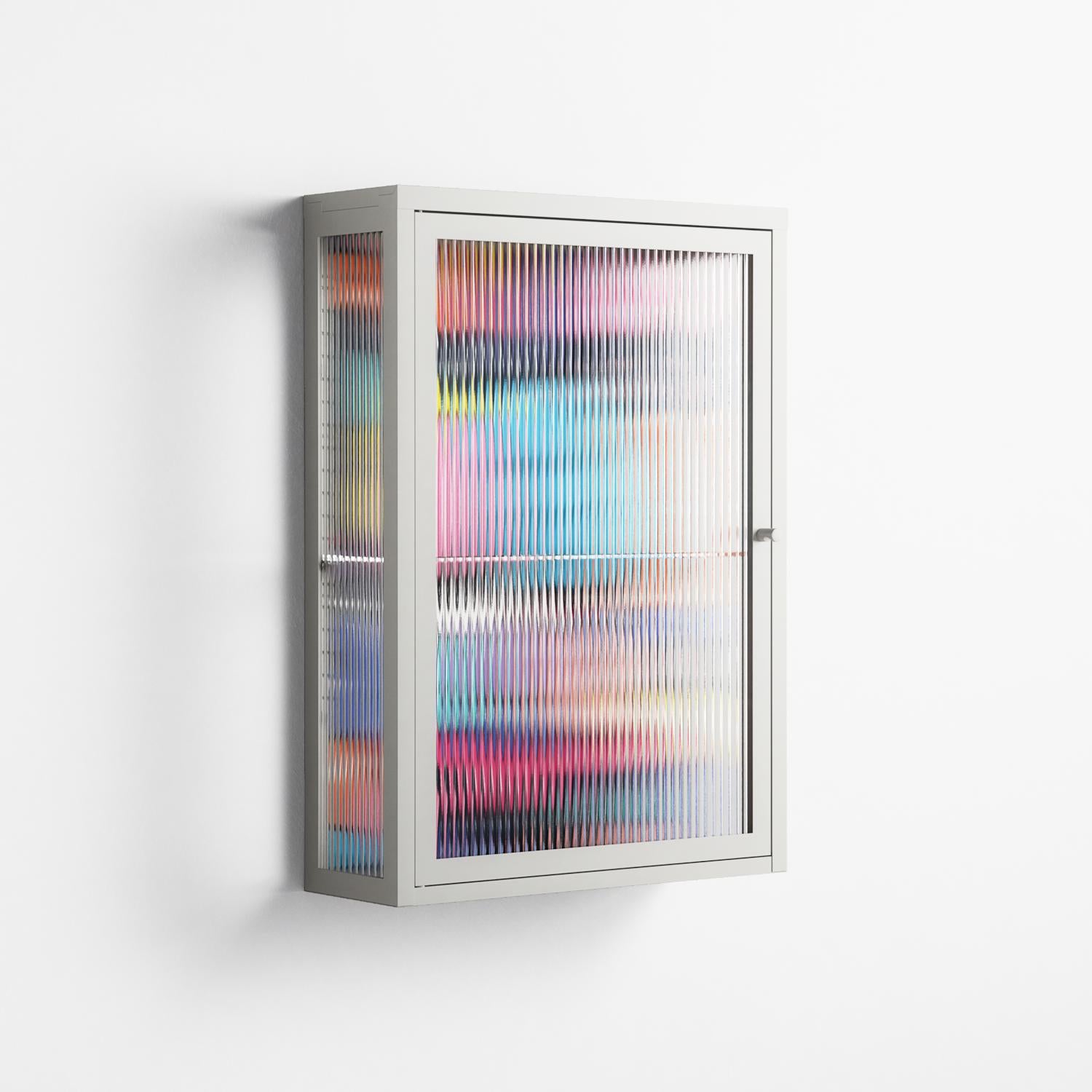Sansone - Wall Cabinet - Maddalena Fanfani - Chalk - Reeded glass