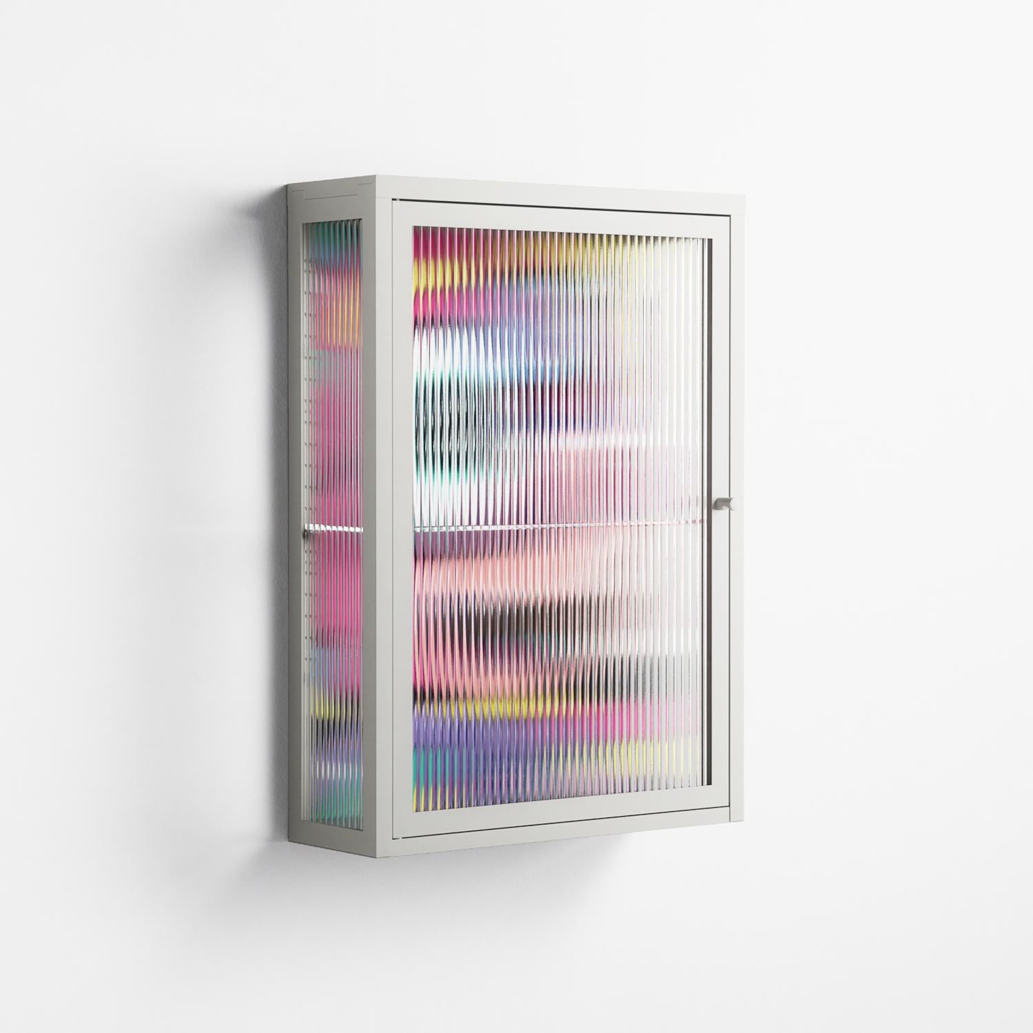 HappyFe - Wall Cabinet - Maddalena Fanfani - Chalk - Reeded glass