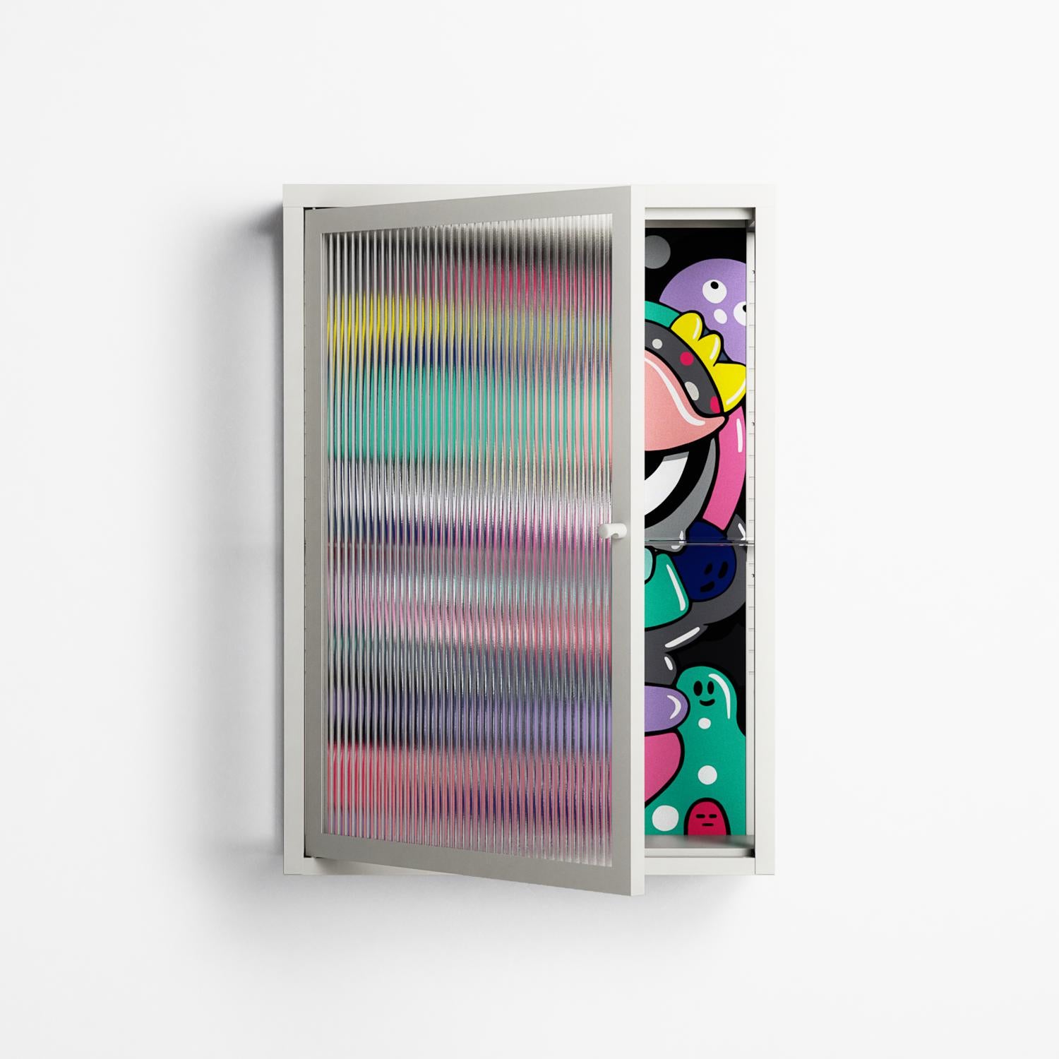 Bobsan - Wall Cabinet - Maddalena Fanfani - Chalk - Reeded glass