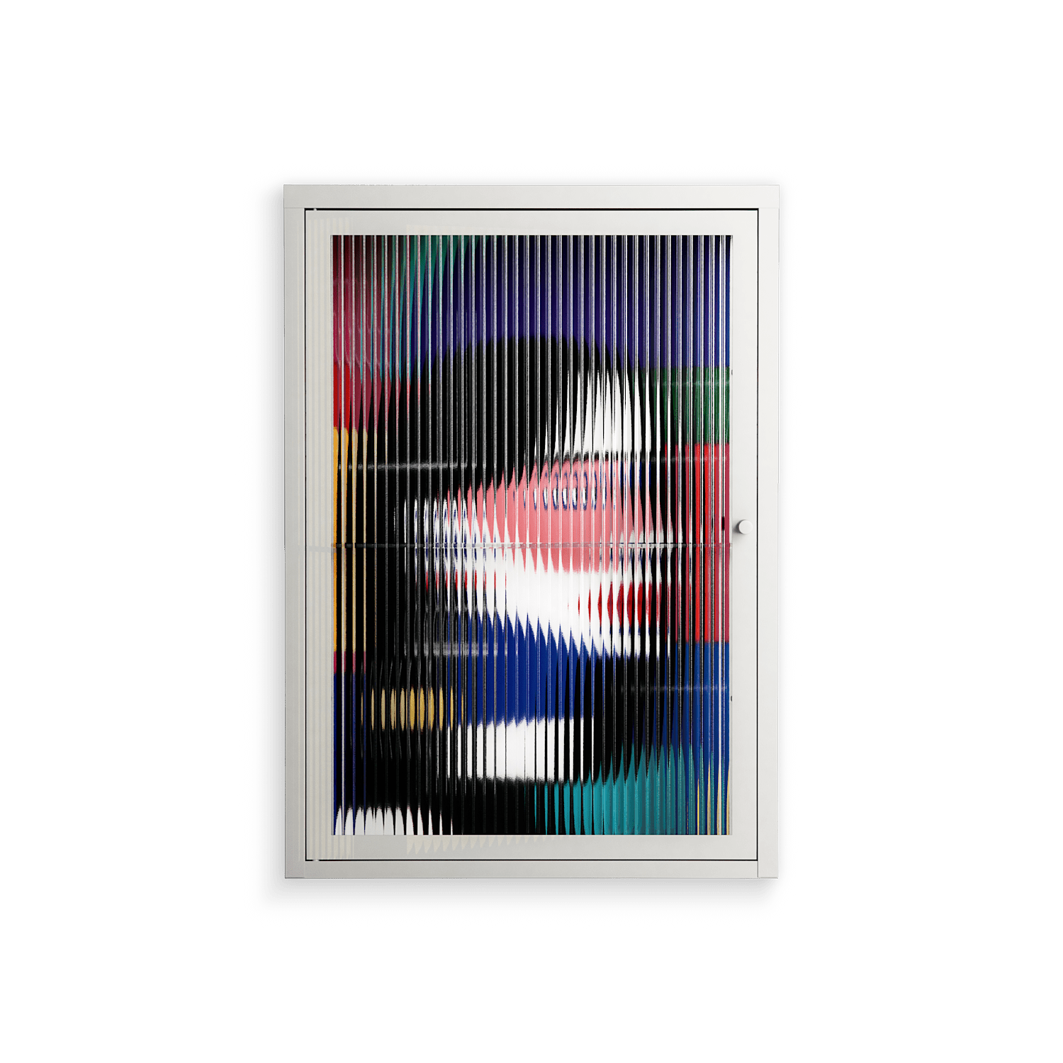 Chained To Perception - Wall Cabinet - Mathilda Kienast - Chalk - Reeded glass
