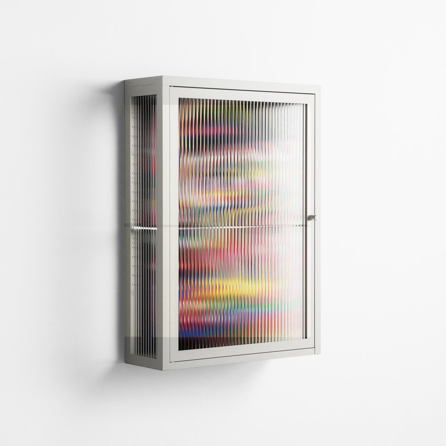 Orbiting Around Herself - Wall Cabinet - Mathilda Kienast - Chalk - Reeded glass
