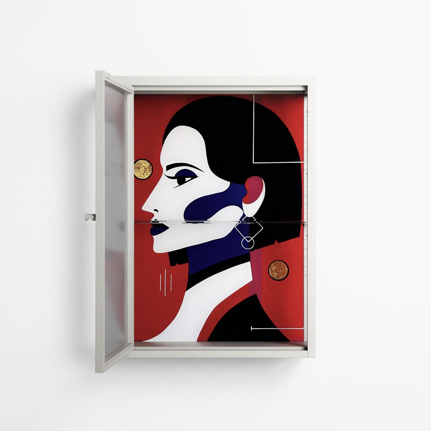 Unseen In Plain Sight - Wall Cabinet - Mathilda Kienast - Chalk - Reeded glass