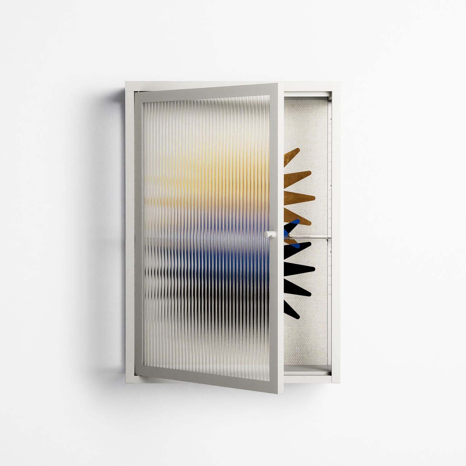 Evil Eye Sun - Wall Cabinet - Mo Kalache - Chalk - Reeded glass